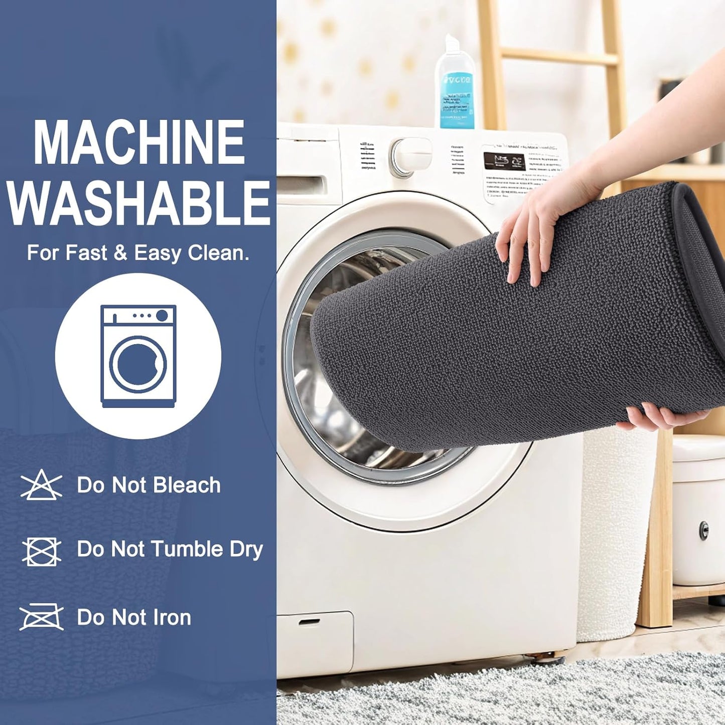 OLANLY Thick Memory Foam Bath Mat Rug 30x20, Extra Soft Absorbent Bathroom Rug, Quick Dry Bath Mats, Non-Slip, Machine Washable Carpet for Bathroom, Tub and Shower, Home Decor Accessories, Dark Grey