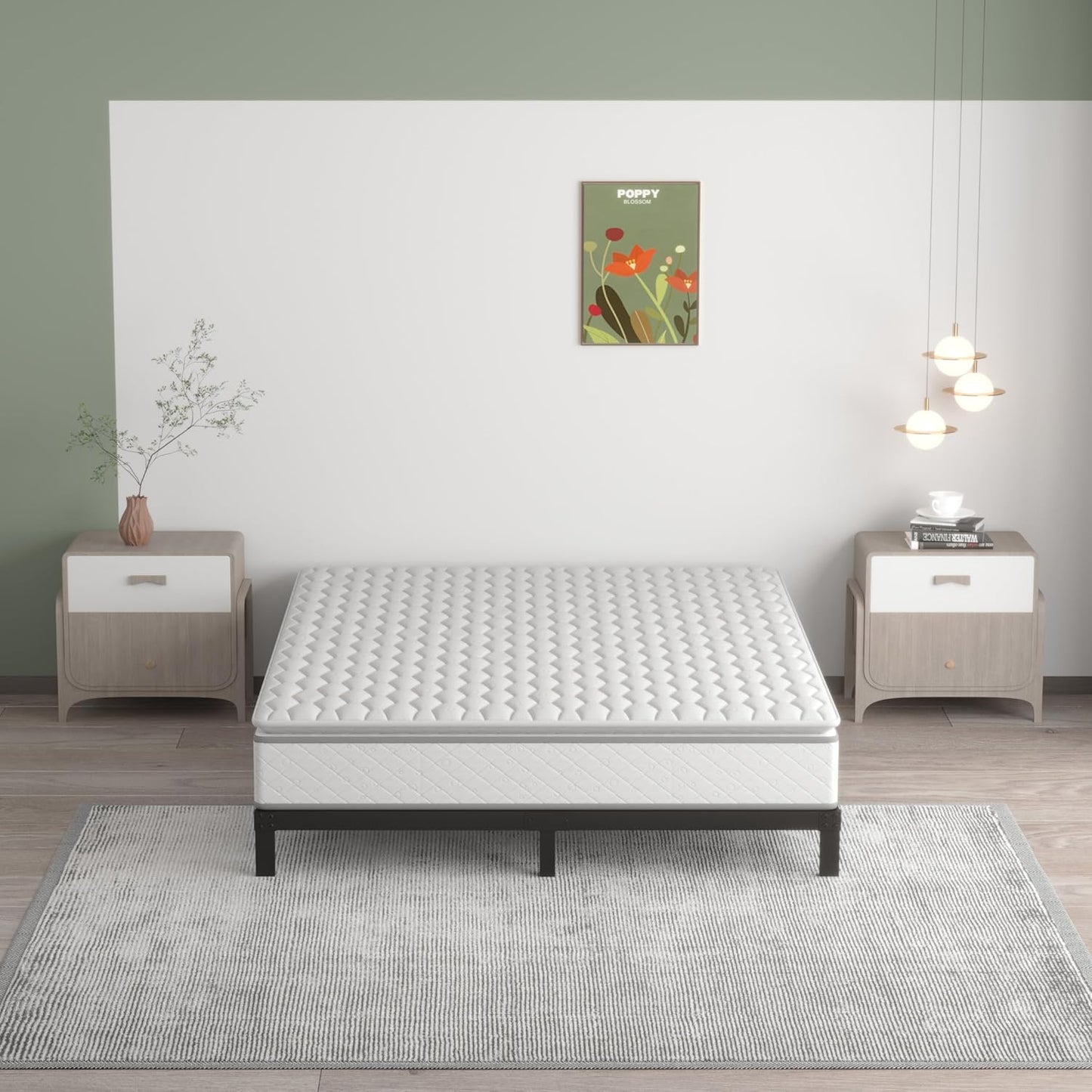 7 Inch California King Bed Frame No Box Spring Need, Low Profile Metal Platform Cal King Size Bed Frame, Heavy Duty Support Bedframes California King, Easy Assembly