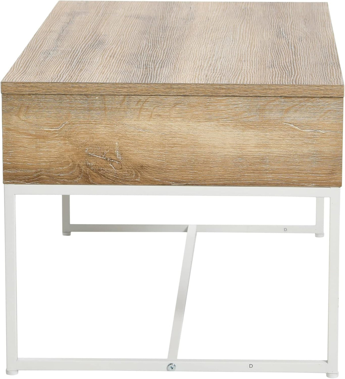 Household Essentials Wrap Rectangular Coffee Table Coastal Oak Rustic Wood Grain and White Metal
