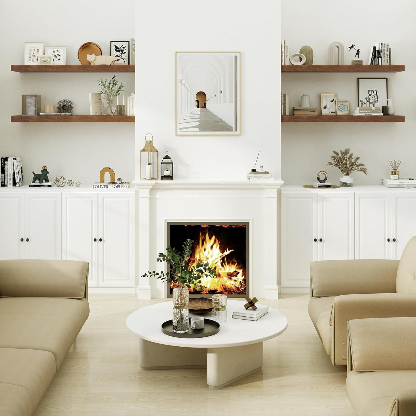 Heimlove Walnut Bathroom Shelves Floating Shelves for Wall Shelf Over Toilet Long Wall Mounted Modern Farmhouse,48 x 12 Wall Shelves with Invisible Brackets for Living Room, Kitchen, Bedroom