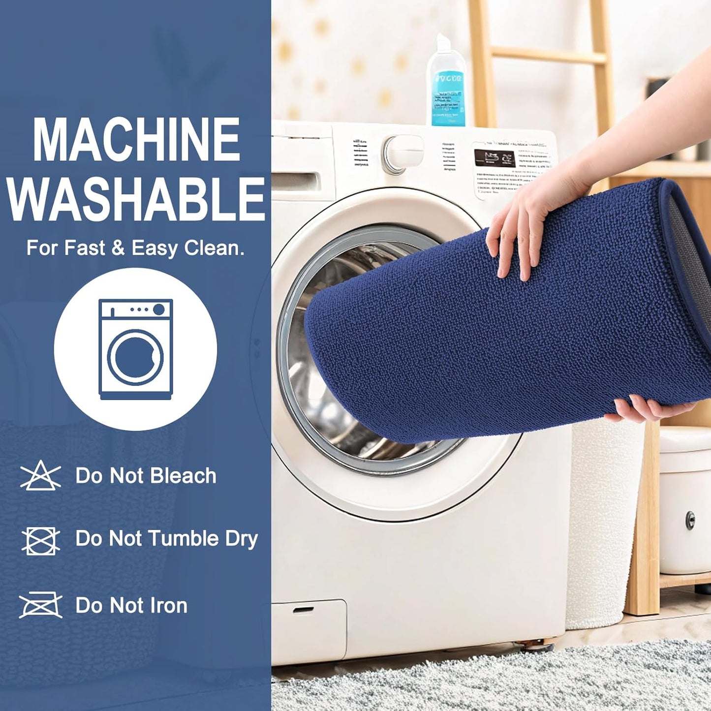 OLANLY Thick Memory Foam Bath Mat Rug 30x20, Extra Soft Absorbent Bathroom Rug, Quick Dry Bath Mats, Non-Slip, Machine Washable Carpet, Tub and Shower, Home Decor Accessories, Twilight Sapphire