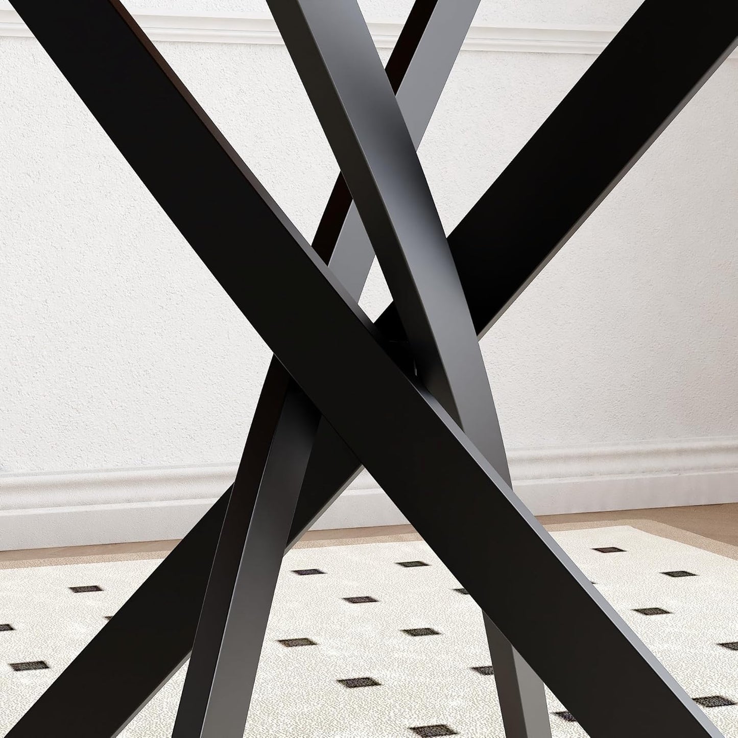 Glass Dining Table Modern Kitchen Table with Black Metal Legs 32 Inch Small Round Dining Table for Apartment Kitchen Dining Room