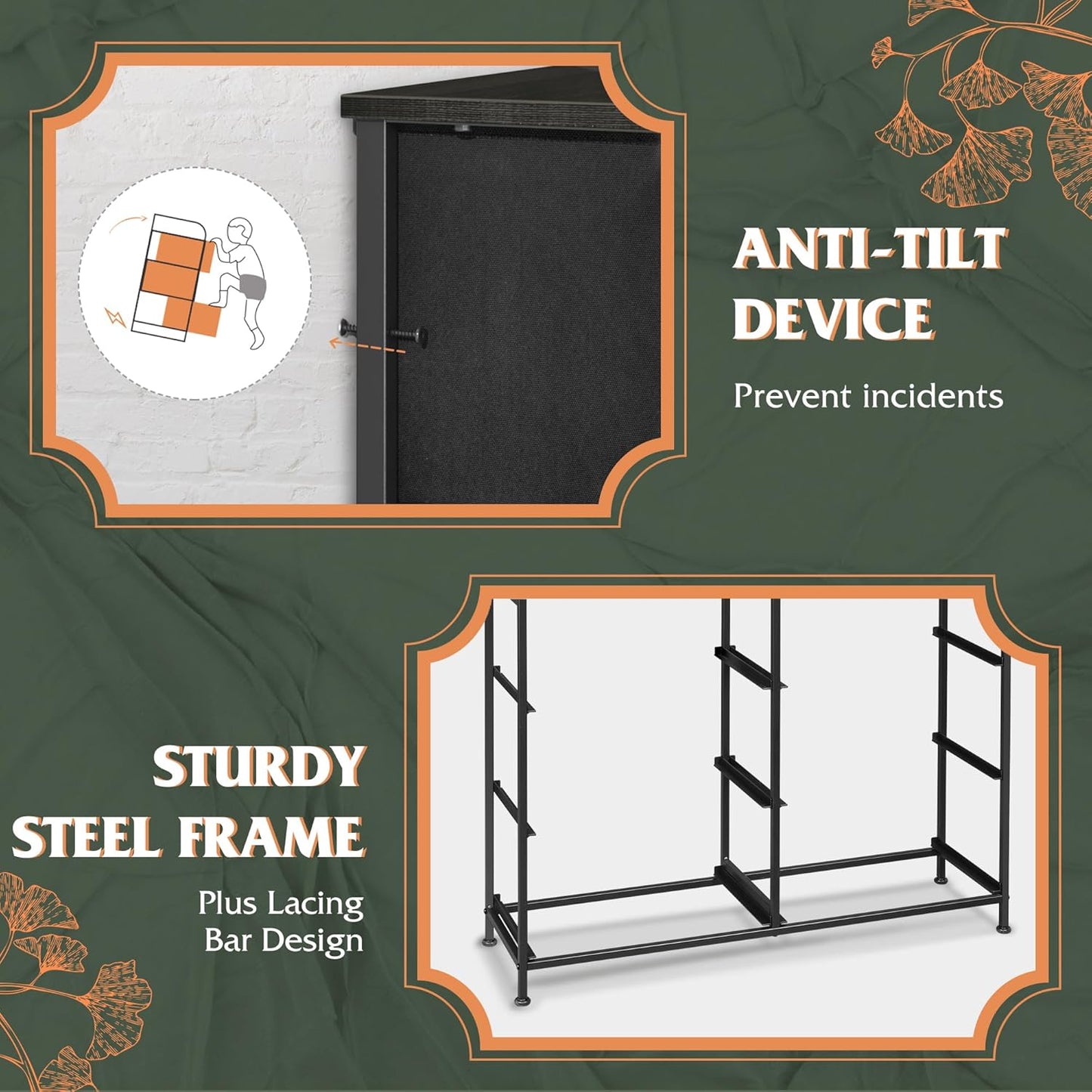 WLIVE Storage Organizer Unit with 11 Fabric Bins, Storage Drawers Organizer with Steel Frame, Tall Storage Tower Organizaton for Living Room, Hallway, Office, Charcoal Black Wood Grain Print