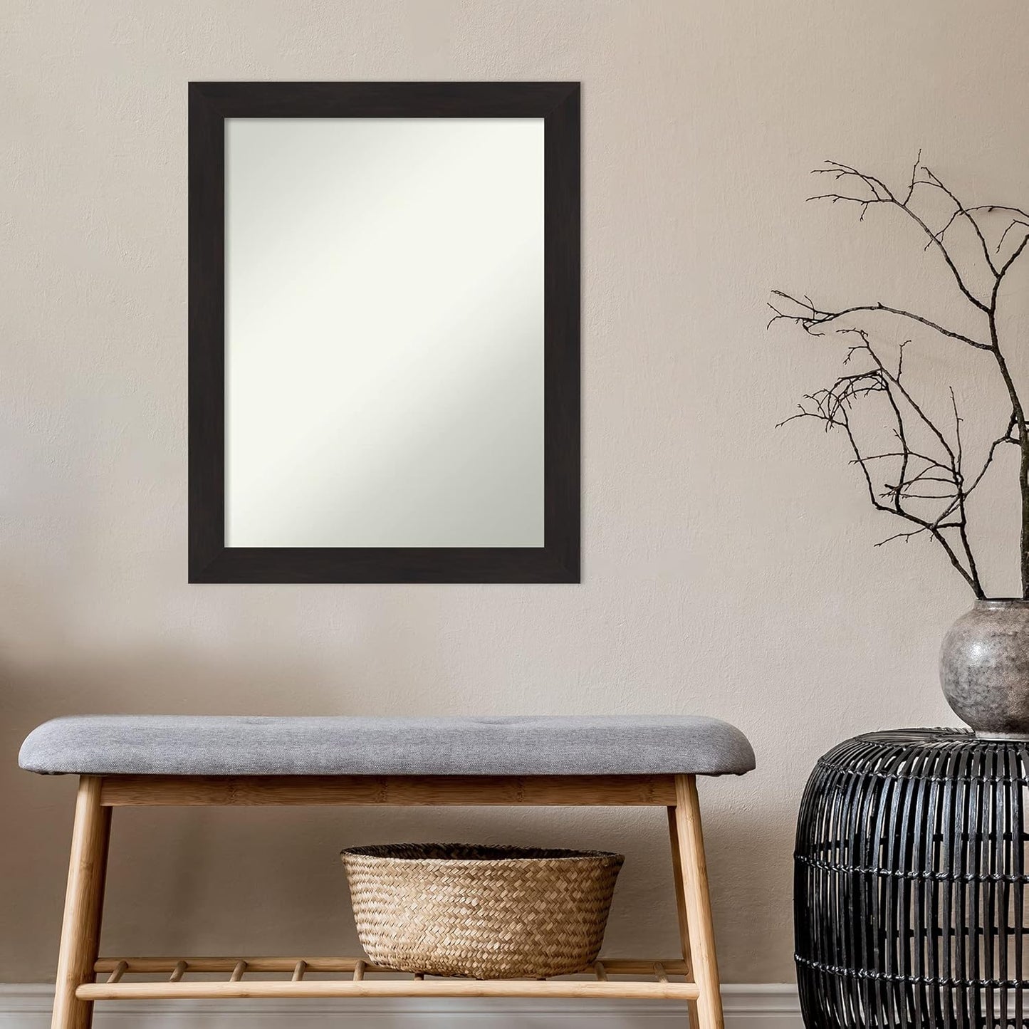 Amanti Art Brown Bathroom Mirror for Over Sink, 30x24 Furniture Espresso Rectangle Vanity Mirror, Medium Casual Frame, Hangs Horizonally and Vertically, Bathroom Wall Decor, Non-Beveled Edge