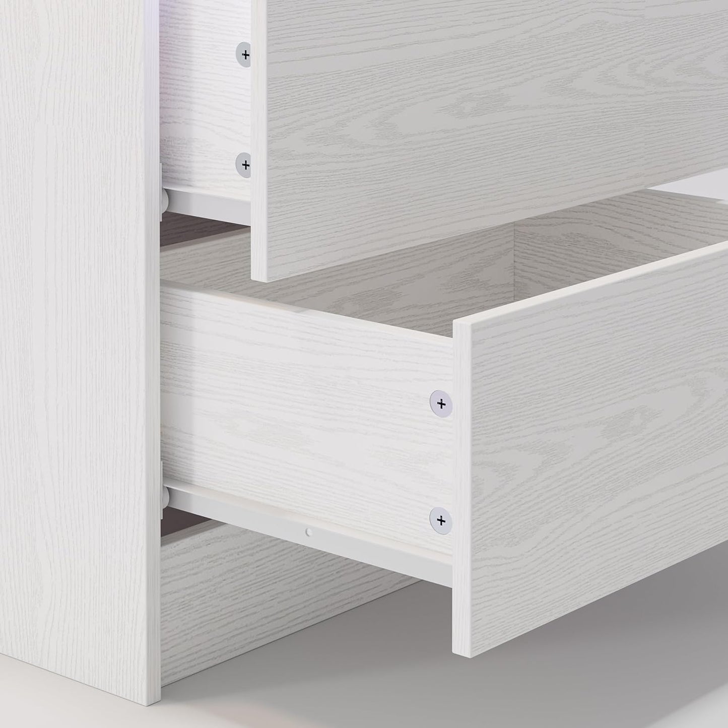 LIKIMIO Night Stand with Charging Station, Modern White Nightstand with LED Light and Drawers, Bedside Tables/End Table for Bedroom