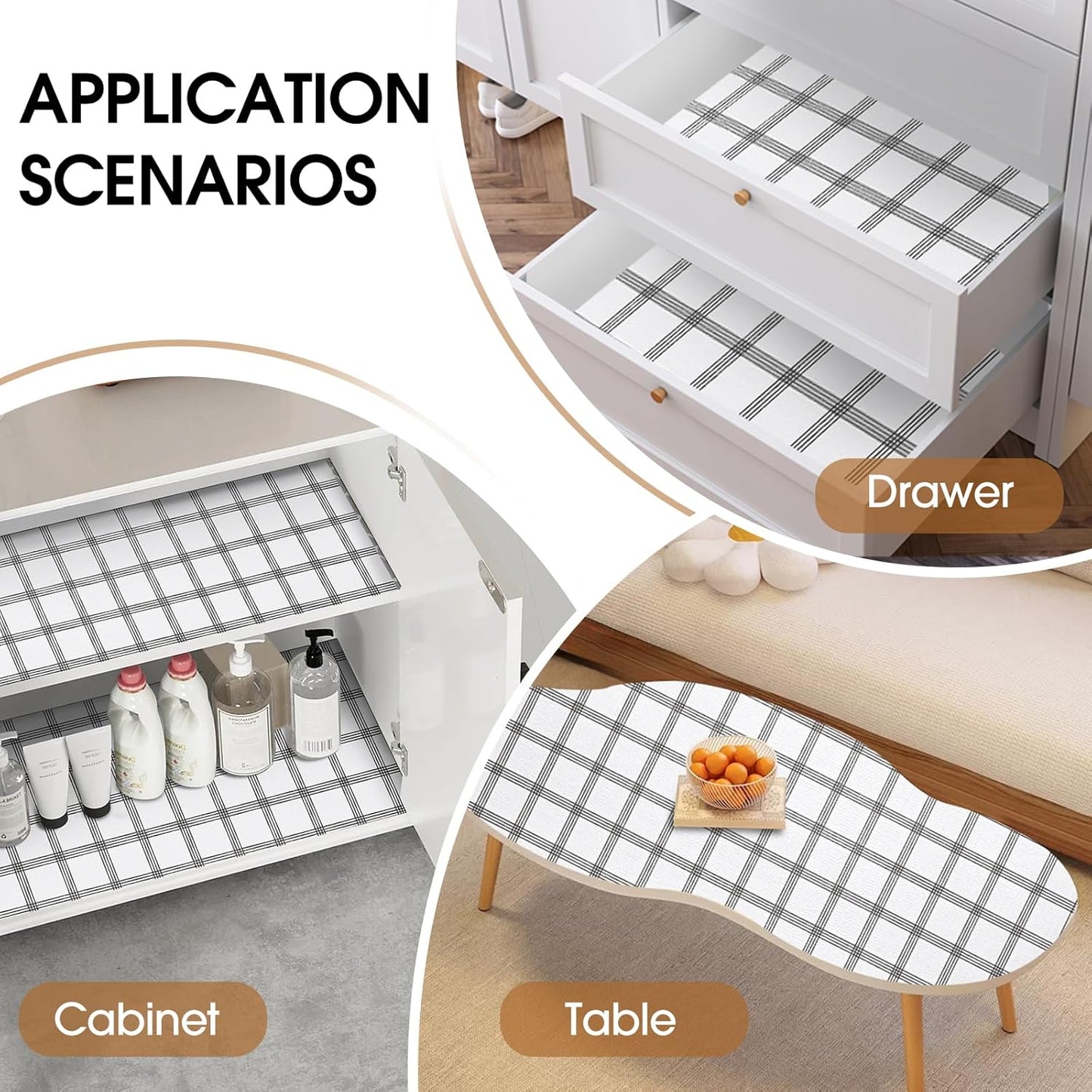 Beautysaid Shelf and Drawer Liner for Kitchen Cabinet, Non Adhesive Non Slip Shelf Paper Waterproof Washable Thickened for Dresser Pantry Shelve Bathroom Protector Liner(Plaid,18 in x 30 FT)