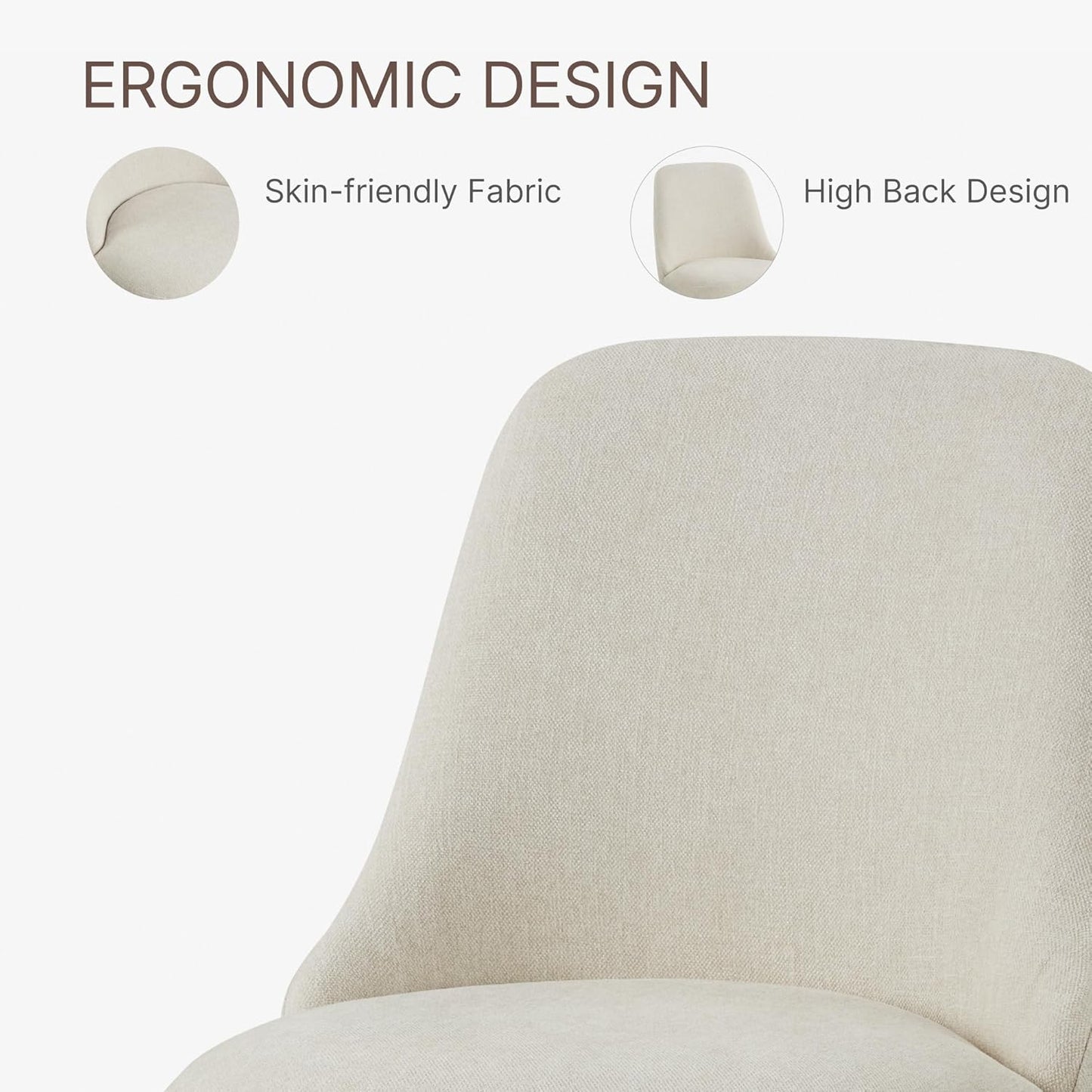 Swivel Dining Chair Mid Century Modern DeskChair High Back Upholstered Linen Fabric SideChair for Kitchen Diningroom Bedroom,Linen,4 Box