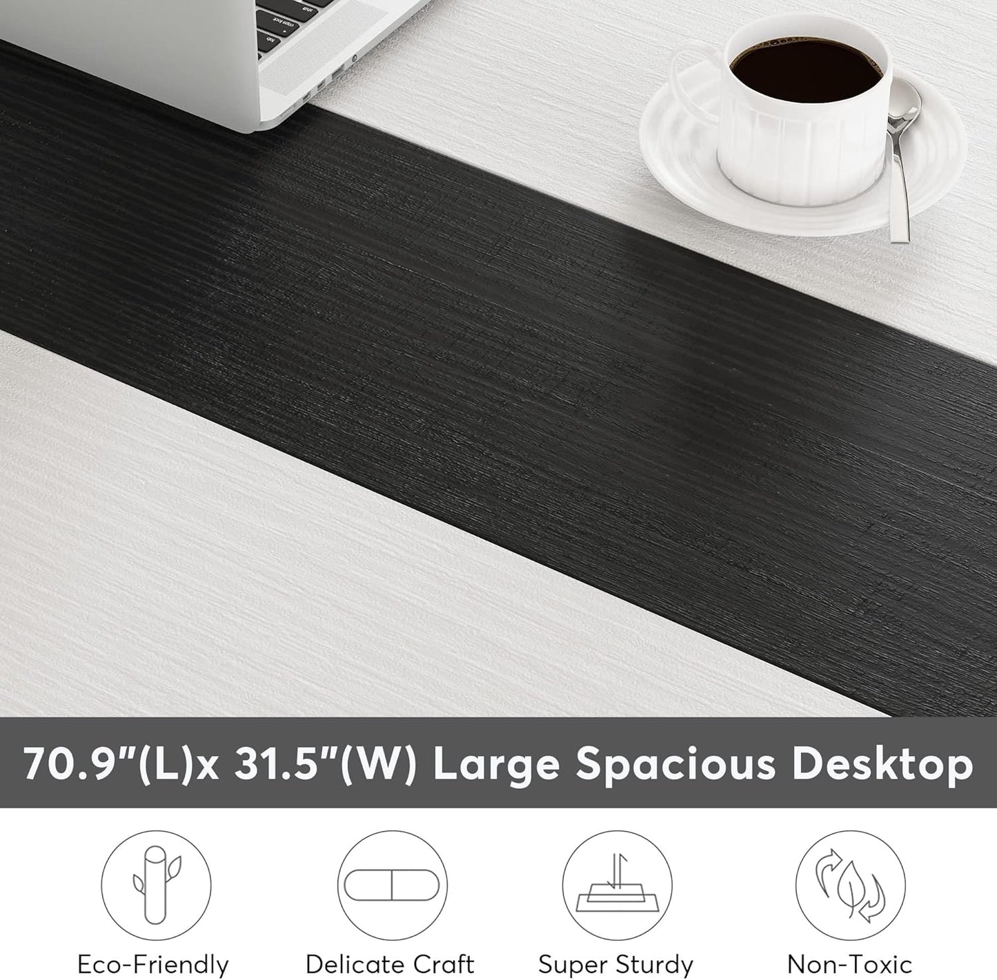 Tribesigns Modern Computer Desk, 70.8 x 31.5 inch Large Office Desk Computer Table Study Writing Desk Workstation for Home Office, Conference Room