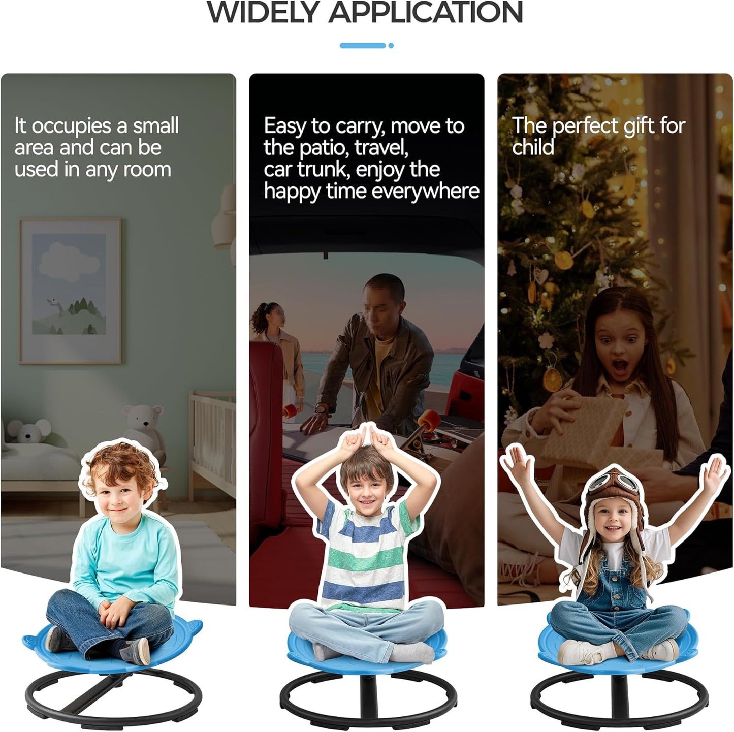 Swivel Chair for Kids, 360° Spinning Seat, Toddler Sit and Spin Wobble Chair, Sensory Balance Toys, Autism ADHD Chairs, Play Equipment Relief Motion Sickness for Boys Girls (Blue)