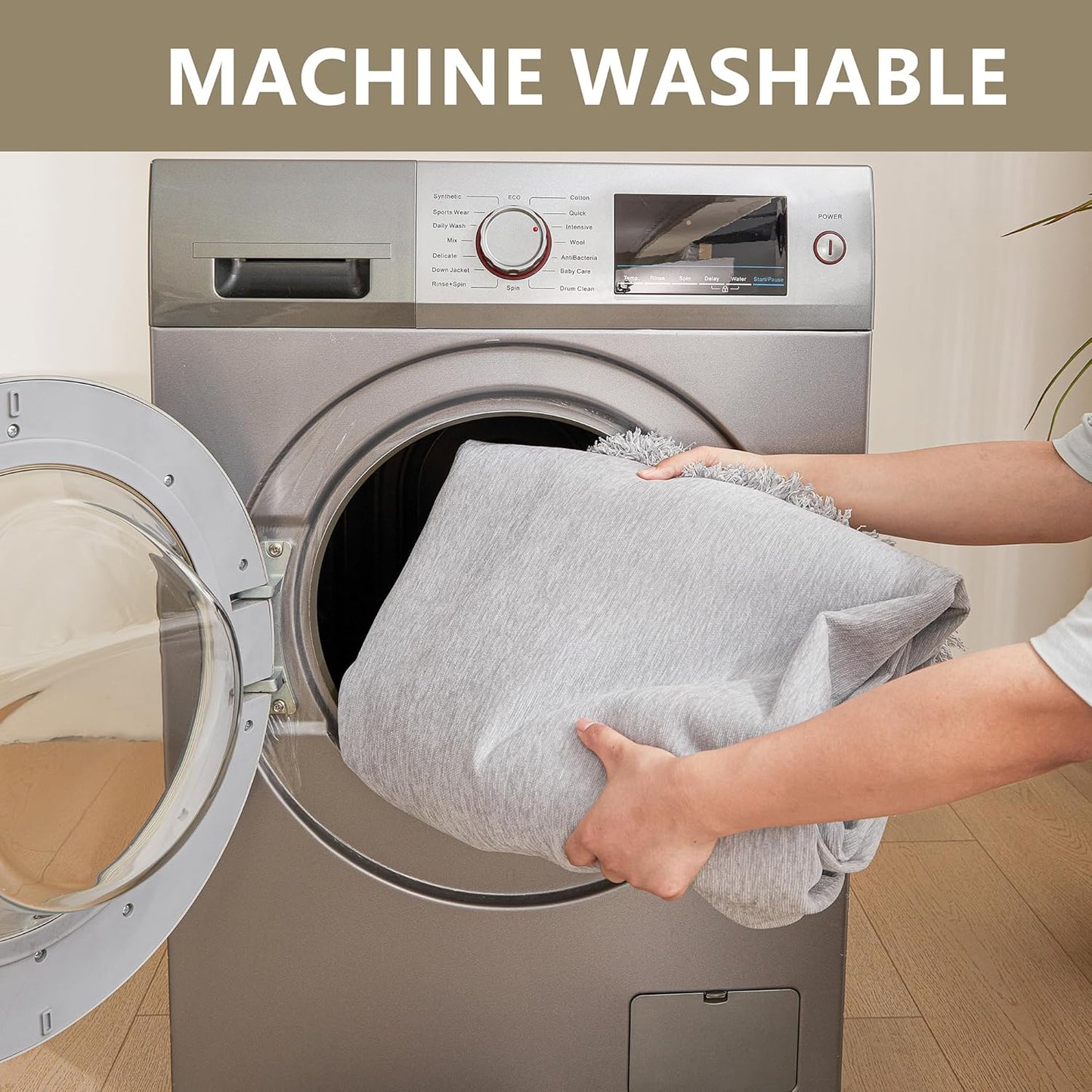 MYSKY HOME Oversized Armchair Cover for 1 Cushion, Washable Sofa Protector, Chenille Couch Covers with Tassel, Sofa Throw, Pet & Kid Friendly, 71"X91", Light Grey