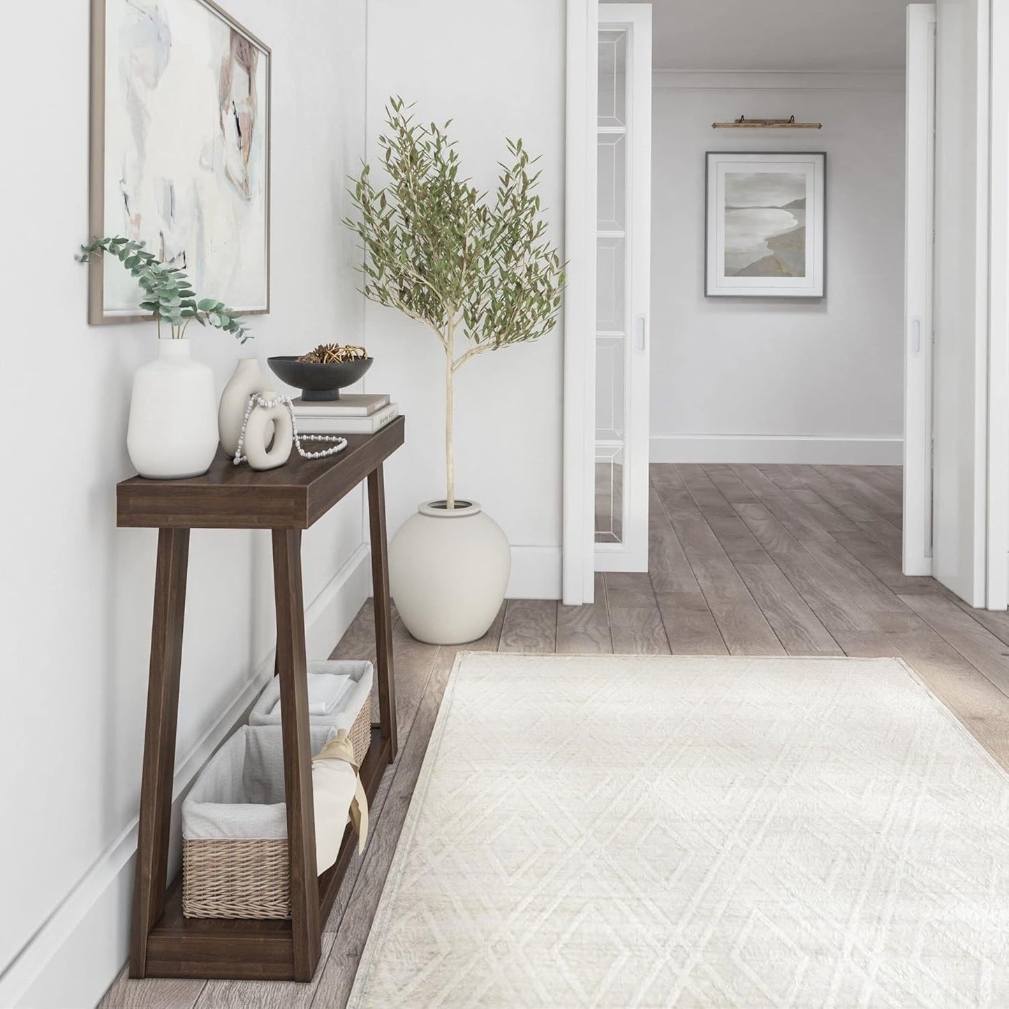 Plank+Beam Solid Wood Console Table with Storage, 36 Inch, Sofa Table with Shelf, Narrow Entryway Table for Hallway, Behind The Couch, Living Room, Foyer, Easy Assembly, Walnut