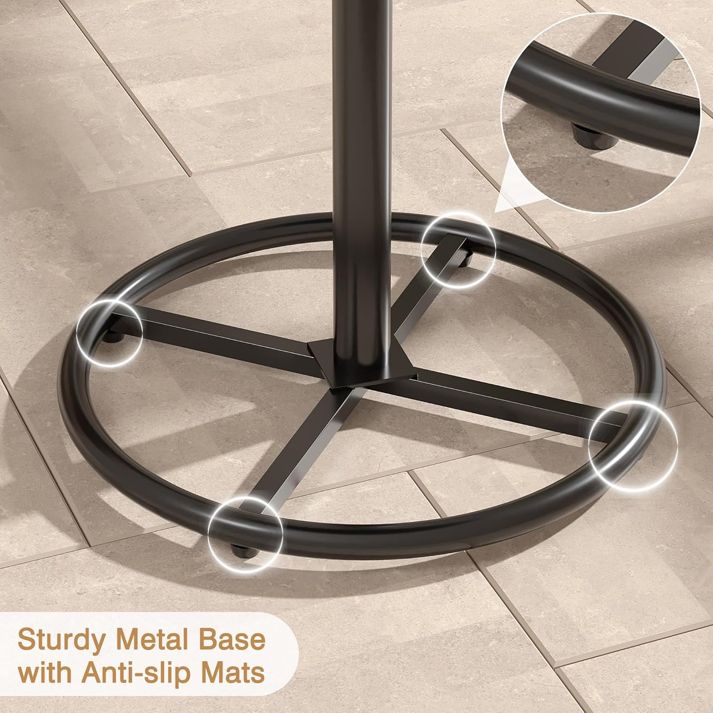 VECELO 36” High Top Bar Table, Sturdy Frame with Metal Base for Cocktail, Pub, Easy Assembly, Matte Black