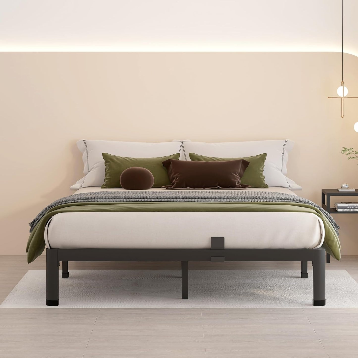 MAF 10 Inch Full Size Metal Platform Bed Frame with Round Corner Legs, 3000 LBS Heavy Duty Steel Slats Support, Noise Free, No Box Spring Needed, Easy Assembly