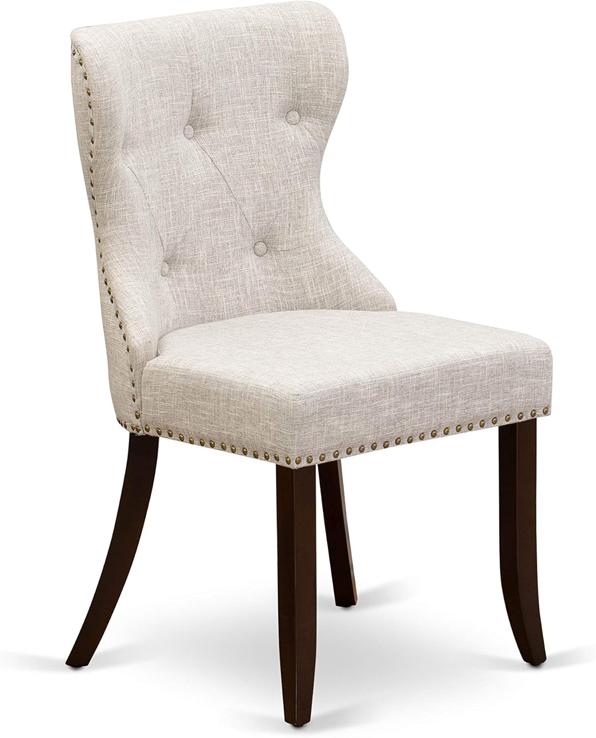 East West Furniture OXSI5-MAH-35 5 Piece Kitchen Table & Chairs Set Includes a Square Dining Room Table and 4 Doeskin Linen Fabric Parson Dining Chairs, 36x36 Inch, Mahogany