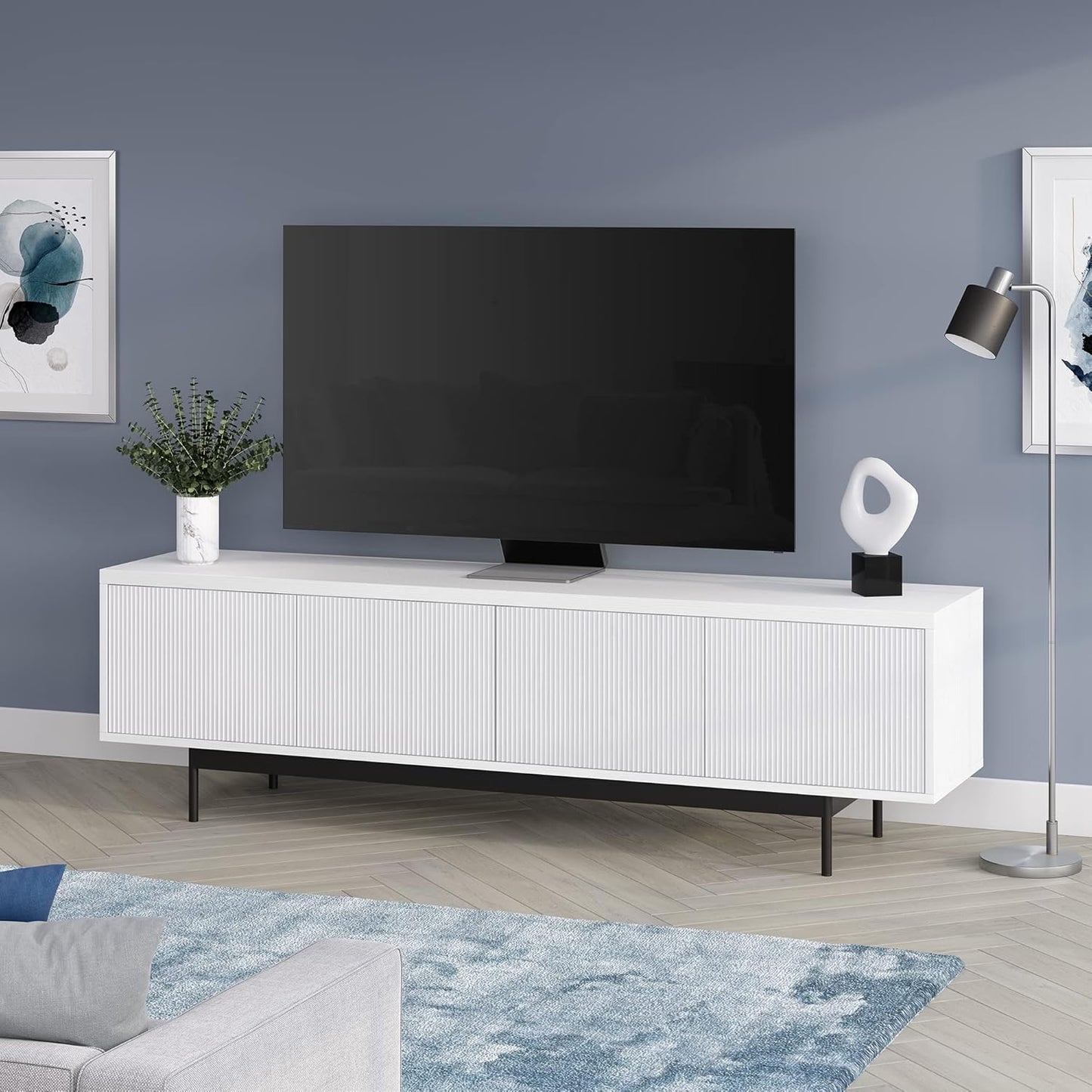 Henn&Hart Whitman, 70'' Rectangular TV Stand, White