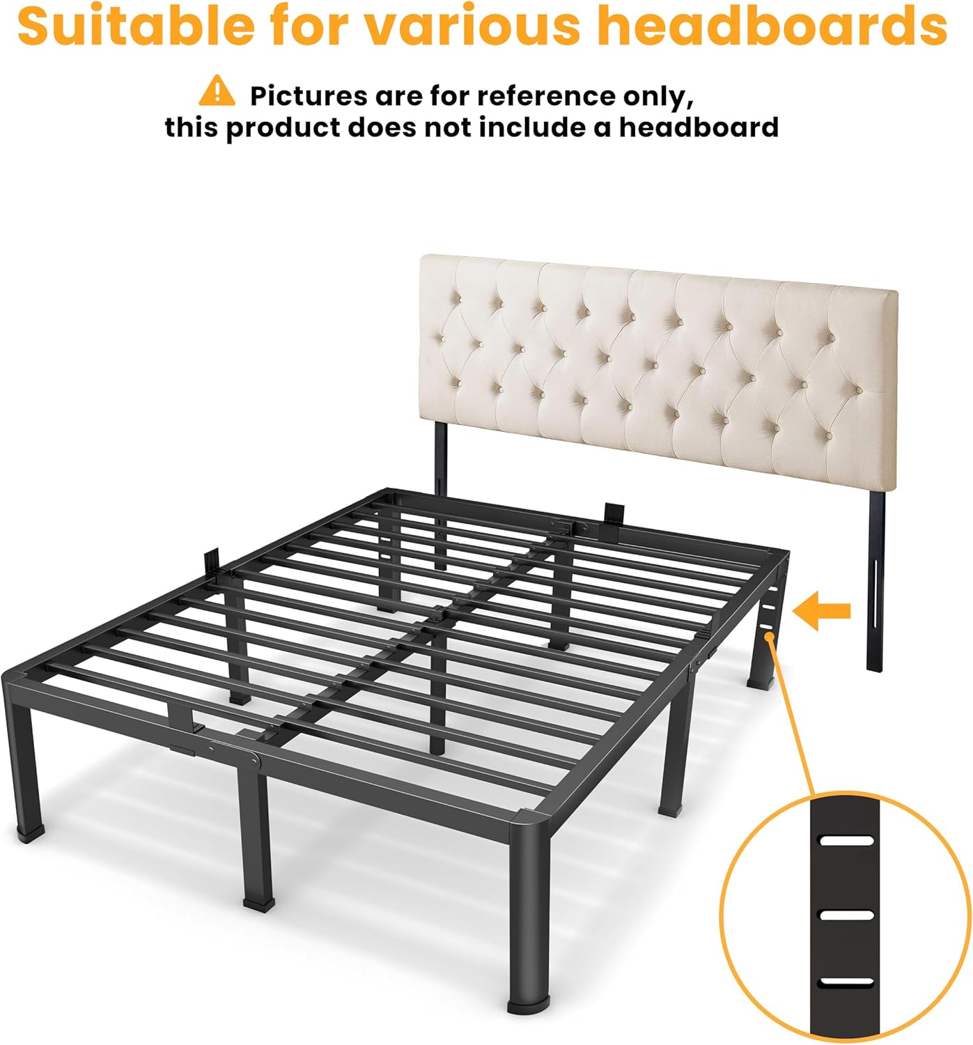 20 Inch King Size Metal Platform Bed Frame with Round Corners, Storage Space Under High Bed Frame-Heavy Duty Steel Slats Support, Noise Free - Easy Assembly - No Box Spring Needed