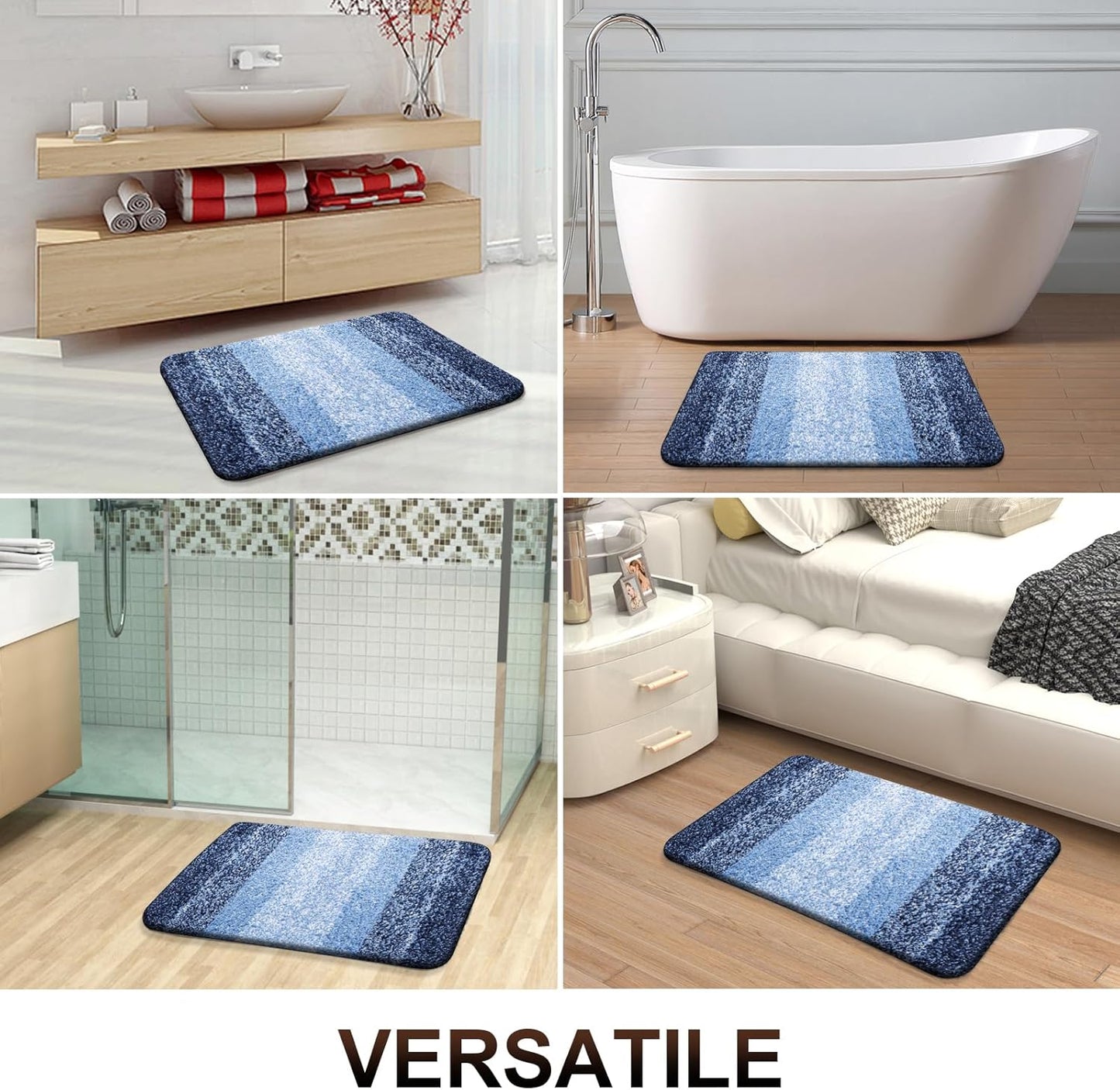 OLANLY Bathroom Runner Rugs 54x24, Extra Soft Absorbent Microfiber Bath Rugs, Rubber Backing, Quick Dry, Machine Washable Bath Mats for Bathroom Floor, Tub and Shower, Home Decor Accessories, Navy