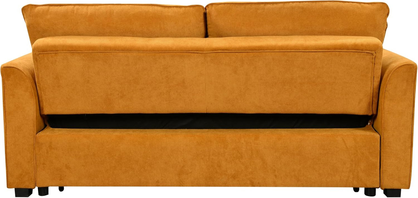 Queen Size Convertible Loveseat Sofabed 3 in 1 Convertible Sleeper Sofa Bed with Pull Out Couch Bed and Reclining Backrest, Oversized Corduroy Upholstered Sofa&Couch for Living Room Home Apartment RV