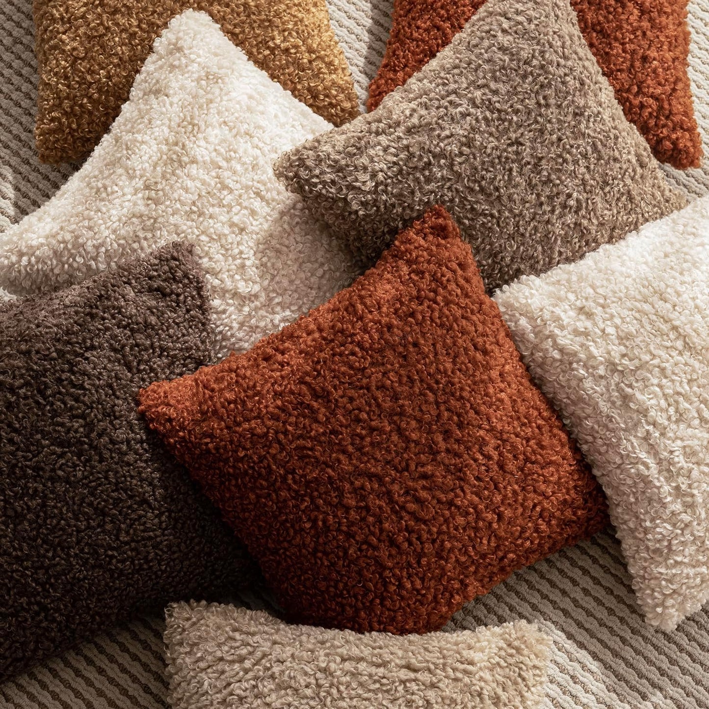 Foindtower 2 Pieces 18x18 Inch Hazel Brown,Faux Fur Throw Pillow Cover Accent Sherpa Furry Pillow Covers Fuzzy Soft Pillowcases Cozy Sheepskin Decorative Fleece Cushion Case for Bed Couch Living Room