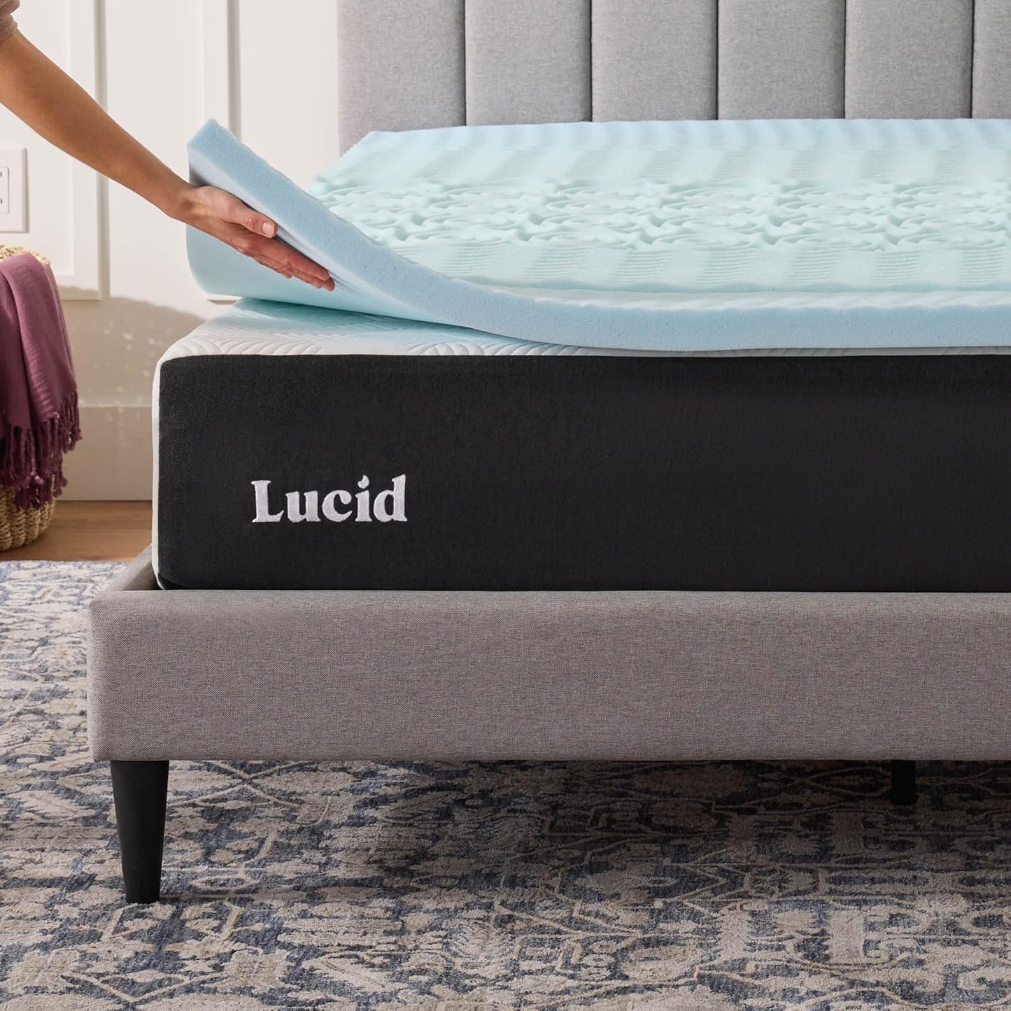 LUCID Gel Infused Memory Foam Mattress Topper – 2 Inch Mattress Topper – 5 Comfort Zones Relieve Pressure – CertiPUR-US Certified Foam - California King