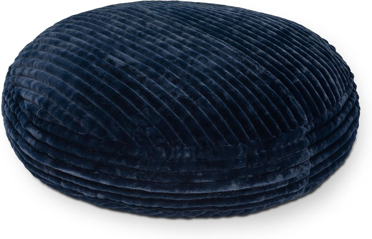 Jaxx 6 Foot Cocoon - 2-in-1 Convertible Bean Bag Bed & Large Bean Bag Chair for Adults, Premium Luxe Faux Fur - Mondo Midnight Blue