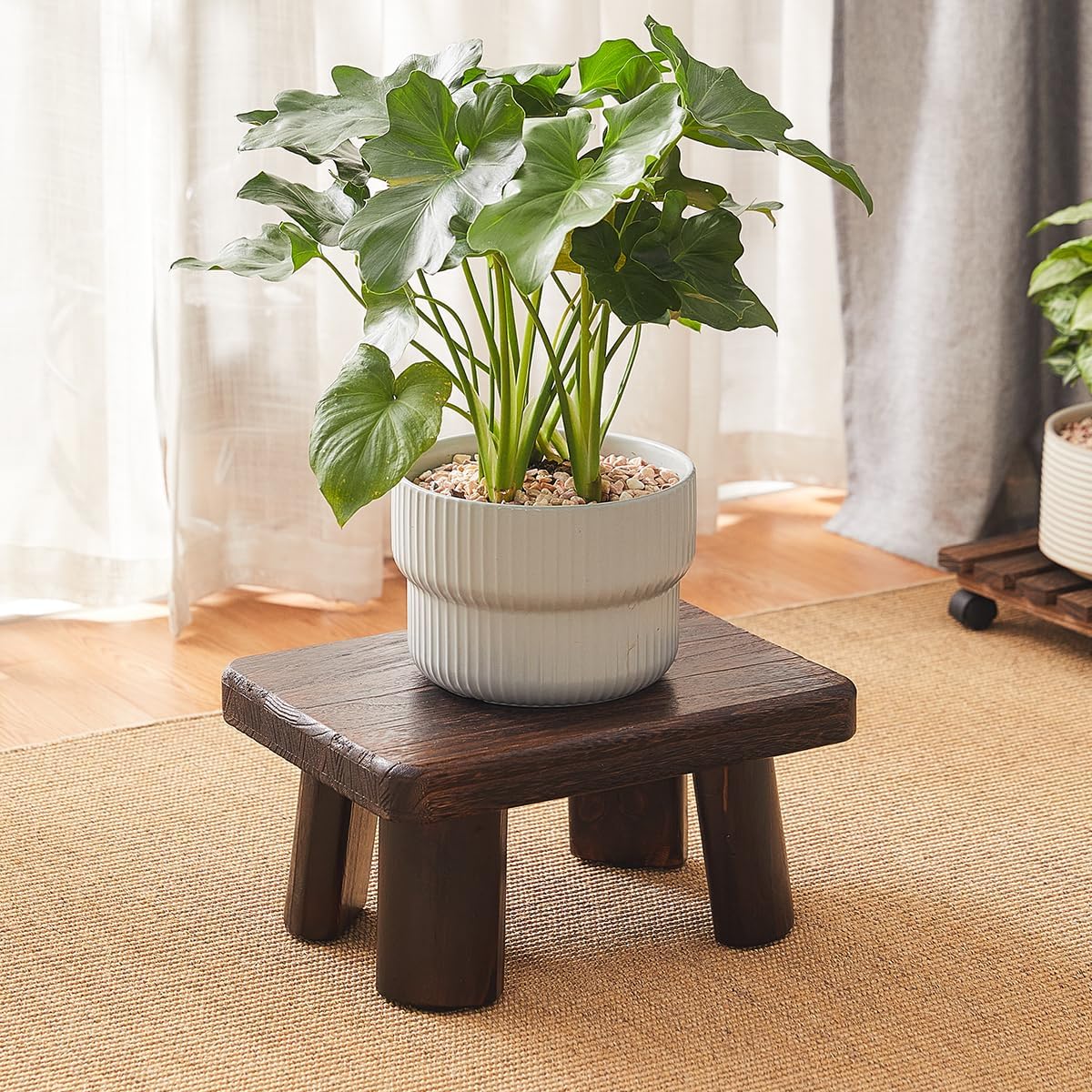 Wood Stool & Bench - Kids, Small, Kitchen Step, Wooden Steps & Plant Stand (14.2"x10.2"x7.1")