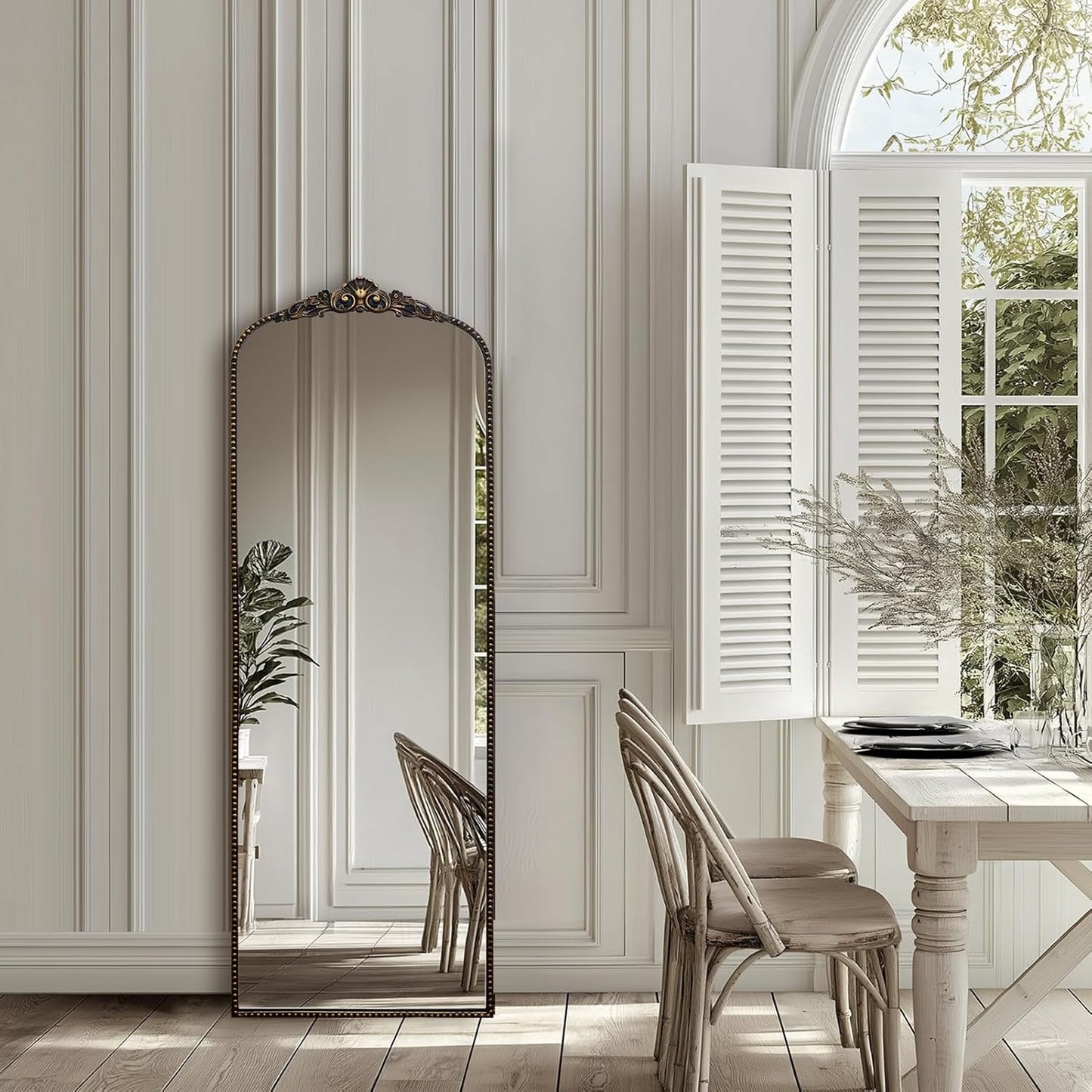 G-LEAF Vintage Baroque Mirror 22"X65", Victorian Antique Farmhouse Mirror with Gold Ornate Metal Frame for Fireplace Entryway Living Room Hallway Bathroom