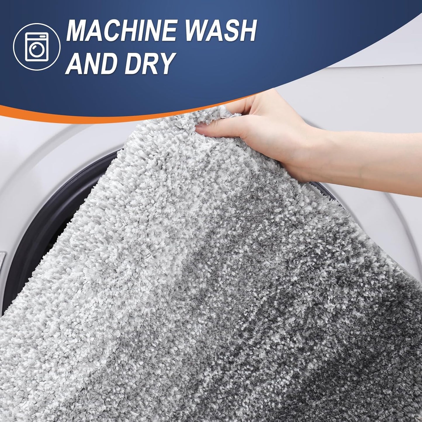 OLANLY Bathroom Rug Mat 70x24, Extra Soft and Absorbent Microfiber Bath Rugs, Non-Slip Plush Shaggy Bath Carpet Runner, Machine Wash Dry, Bath Mats for Bathroom Floor, Tub and Shower, Grey