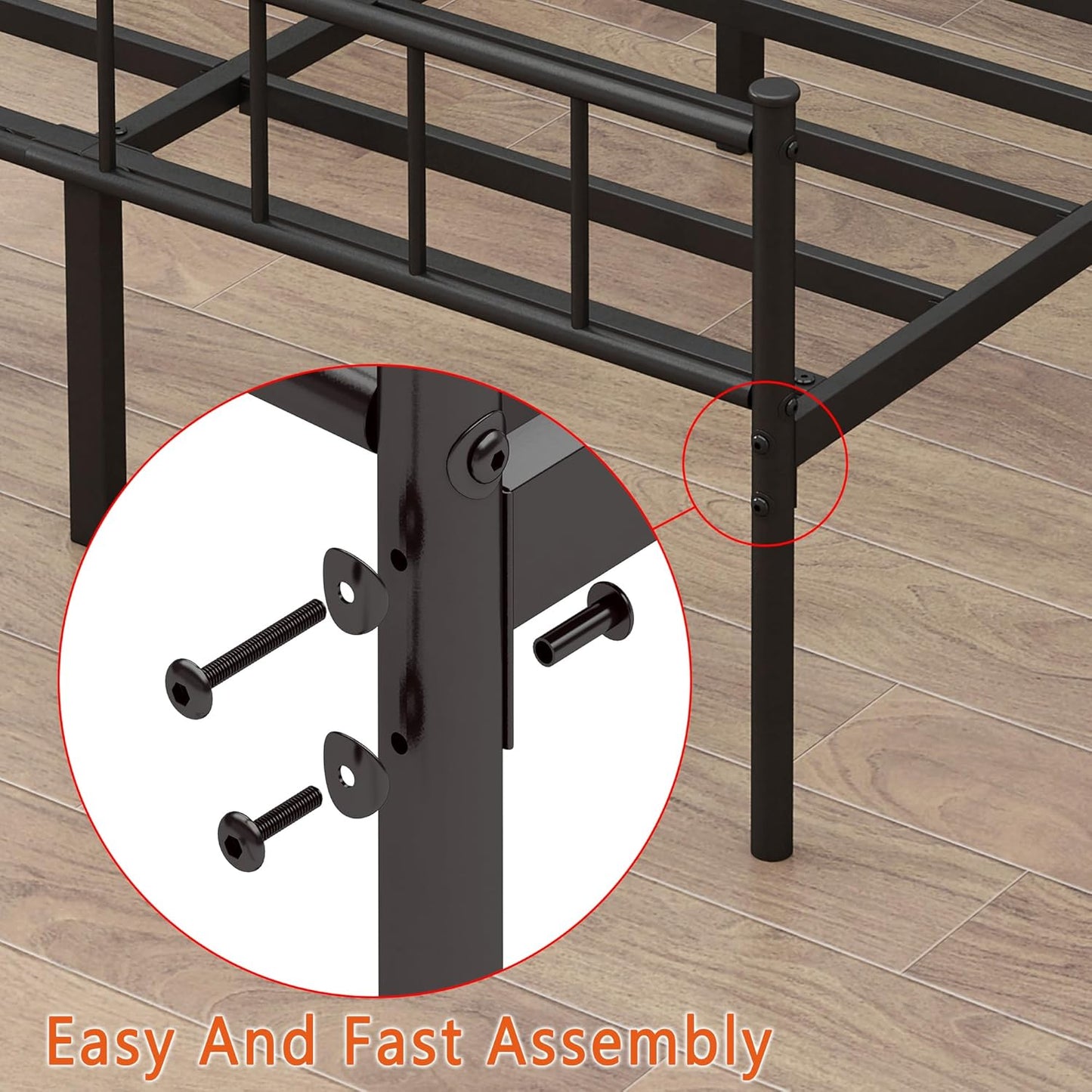 Twin Bed Frame-Classic Metal Platform Bed Frame,Mattress Foundation with Steel Slat Support,Under Foundation Storage,No Box Spring Needed, Easy Assembly, Twin Size