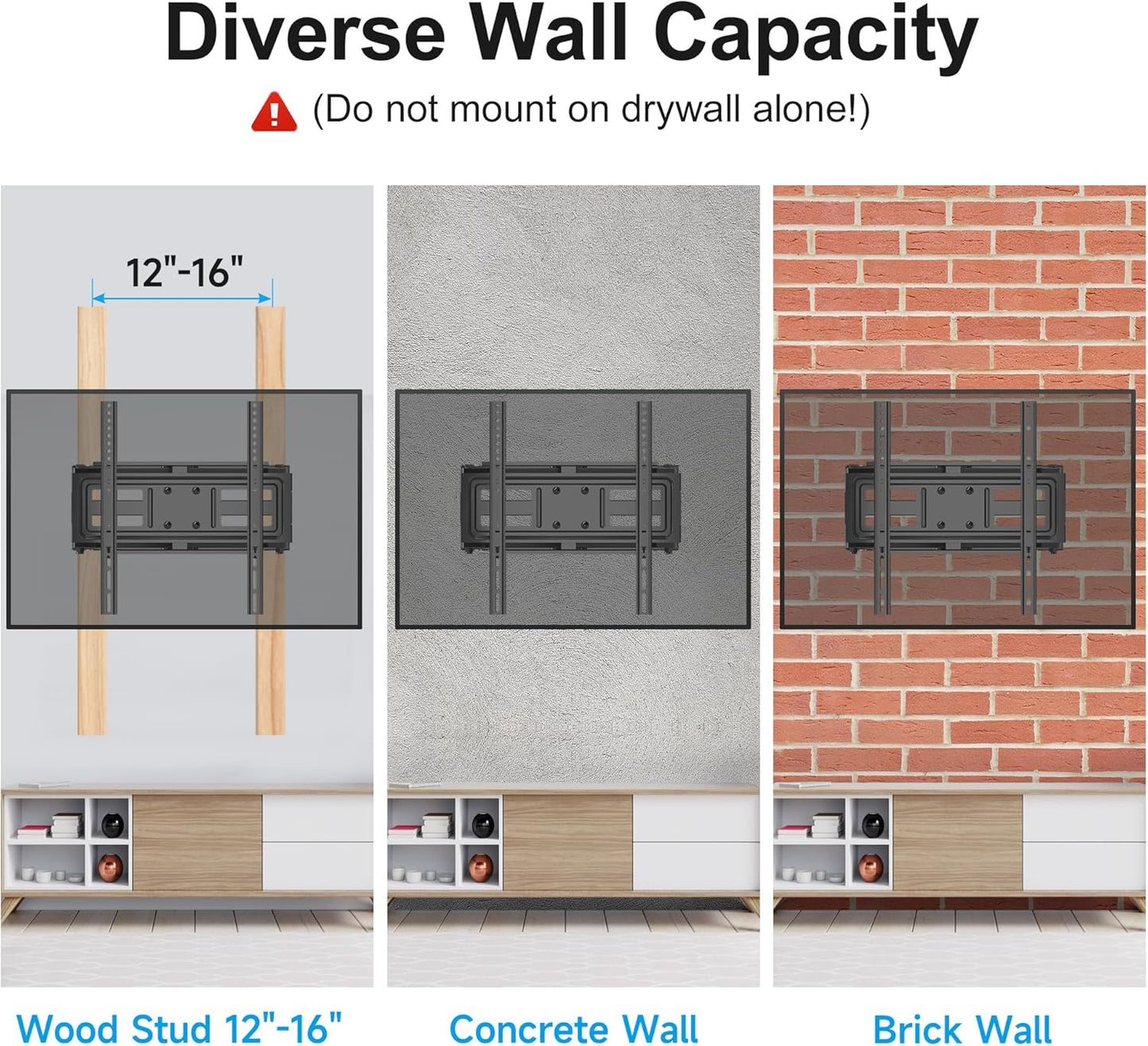 Full Motion TV Wall Mount for Most 26"-70" Flat/Curved TV, Swivel Tilt Bracket with Articulating Dual Arms, Support 100lbs, Max VESA 400x400mm, Fits 12”/16" Wood Stud (MA570)