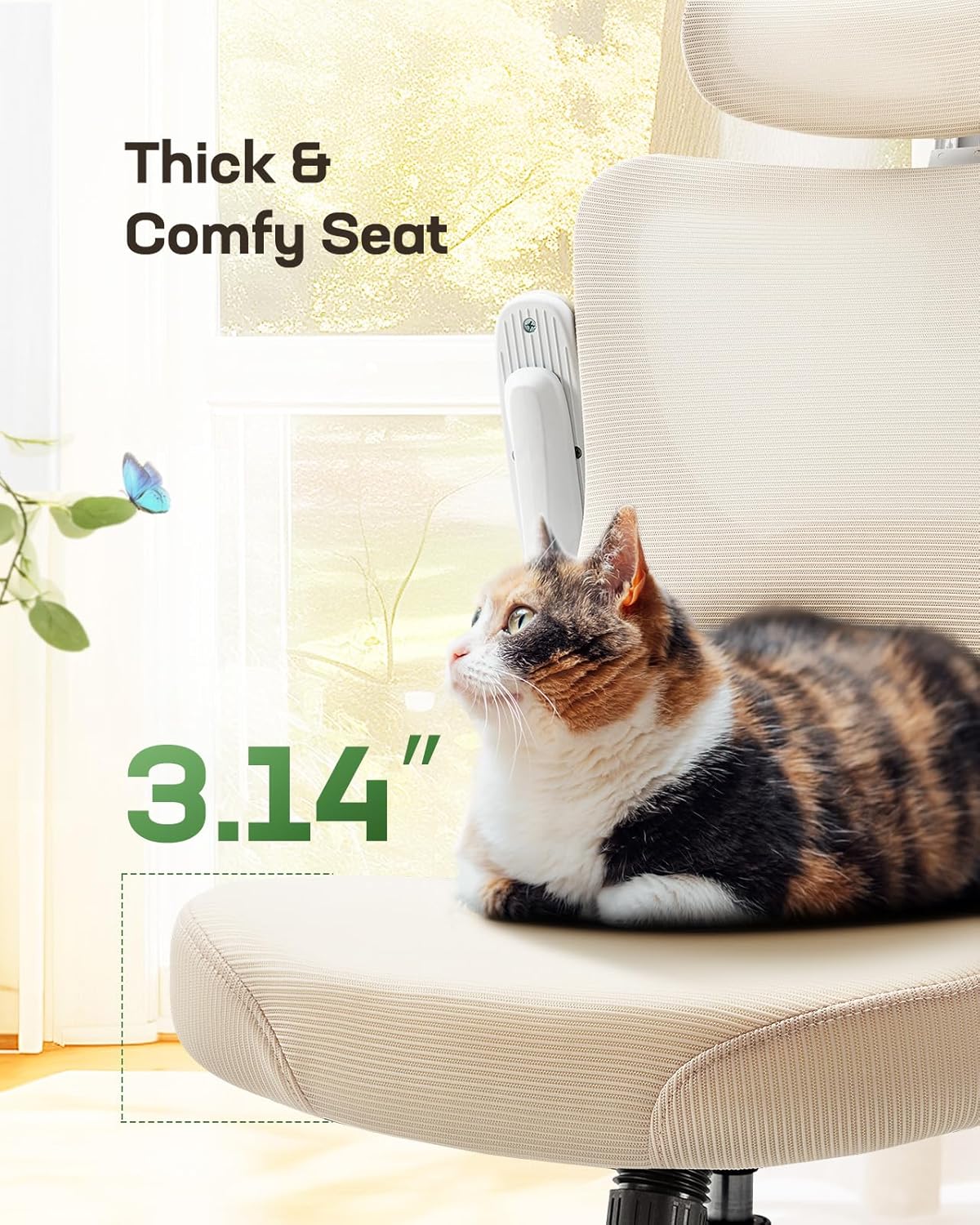 Marsail Ergonomic Office Chair: Office Computer Desk Chair with High Back Mesh and Adjustable Lumbar Support Rolling Work Swivel Task Chairs with Wheel 3D Armrests and Headrest (White)