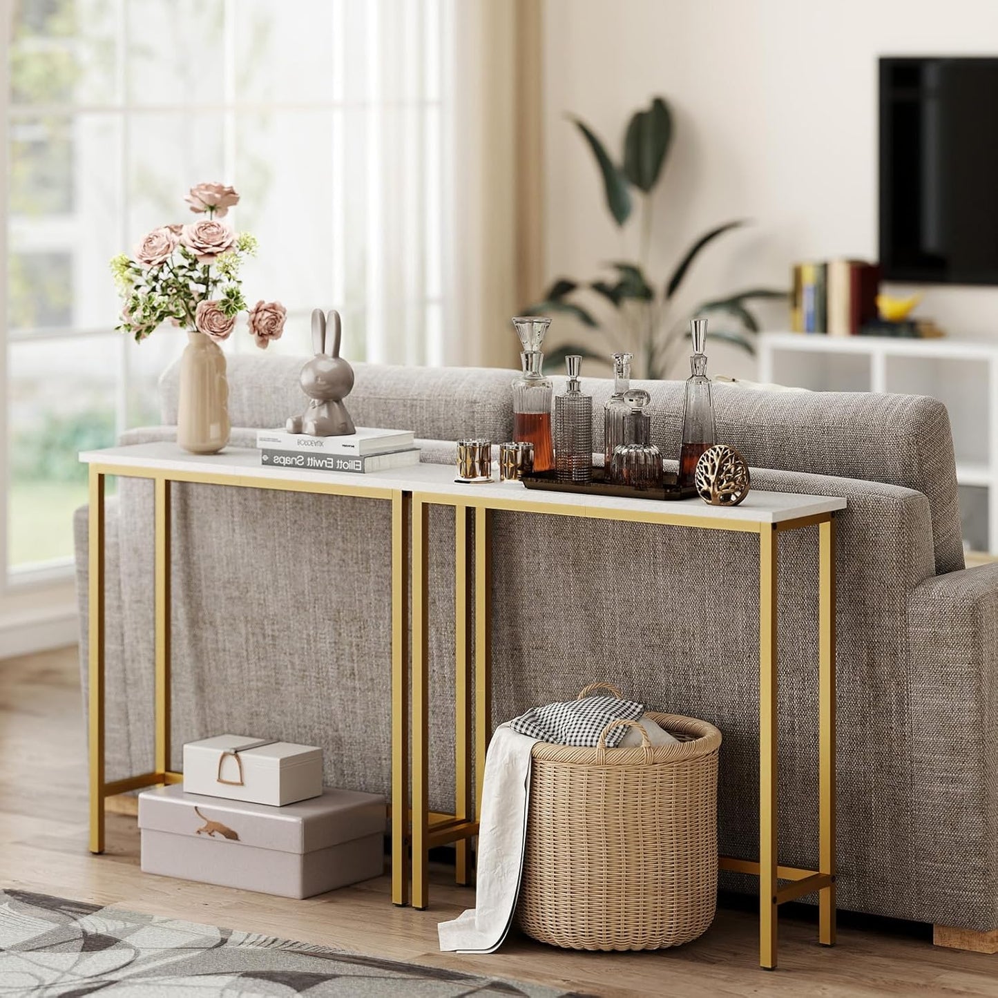 HollyHOME Narrow Hallway Table, 29.5" Small Console Stand, Slim Entryway Table, Sofa Desk, for Hallway, Bedroom, Living Room, Foyer, Rock Texture