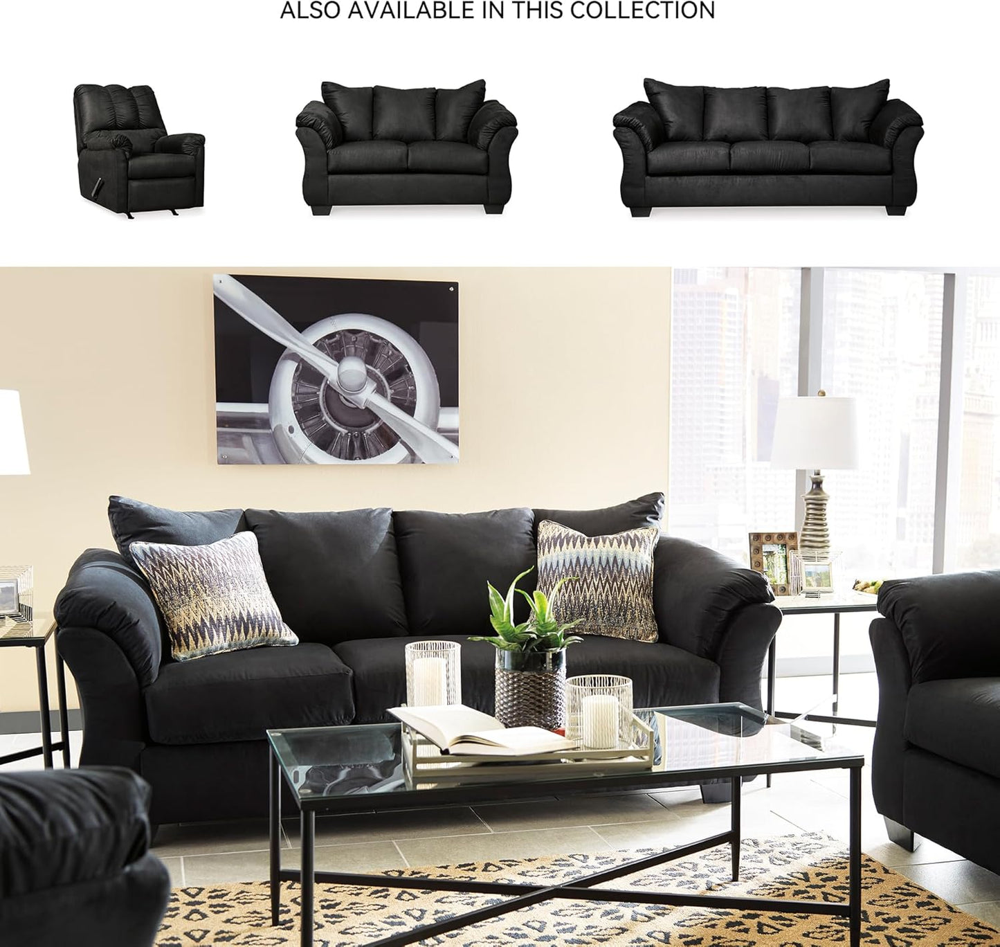 Signature Design by Ashley Darcy Classic Contemporary Sofa, Black