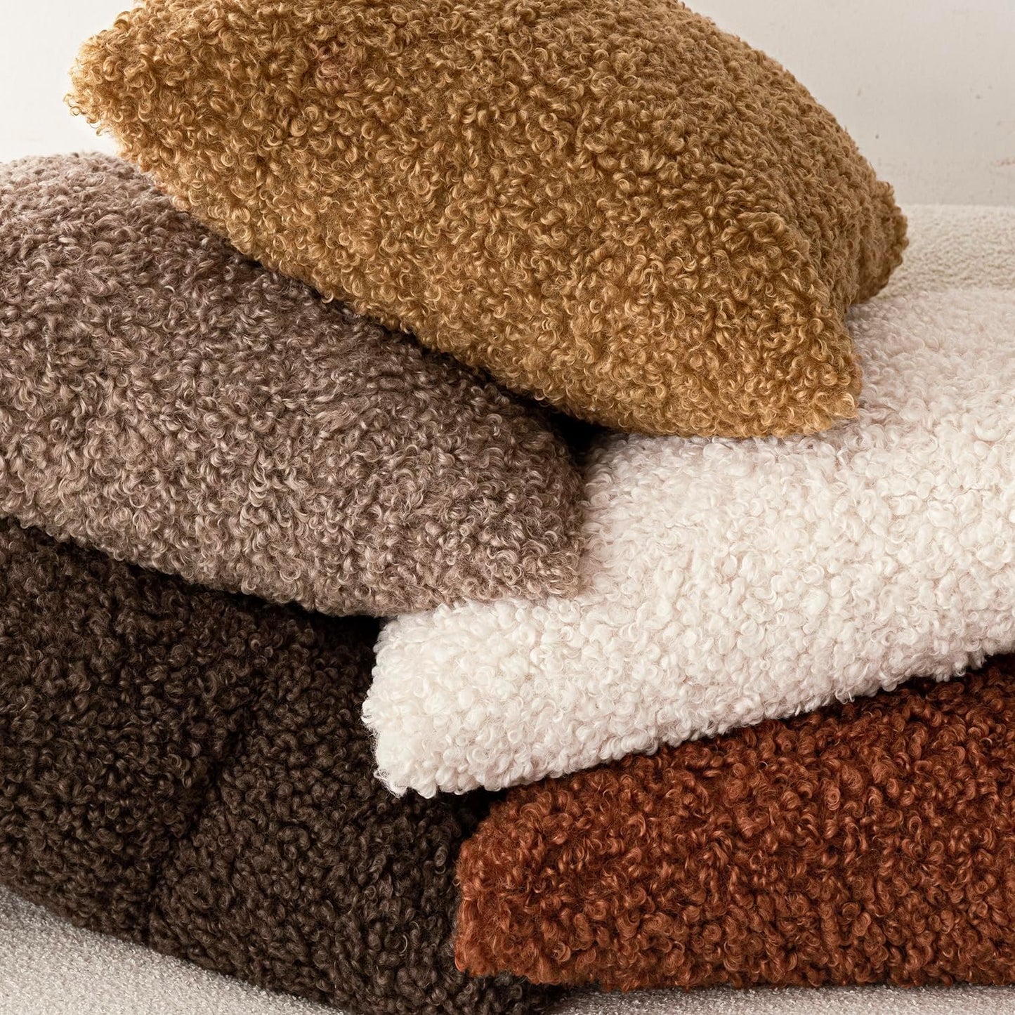 Foindtower 2 Pieces 26x26 Inch Hazel Brown,Faux Fur Throw Pillow Cover Accent Sherpa Furry Pillow Covers Fuzzy Soft Pillowcases Cozy Sheepskin Decorative Fleece Cushion Case for Bed Couch Living Room