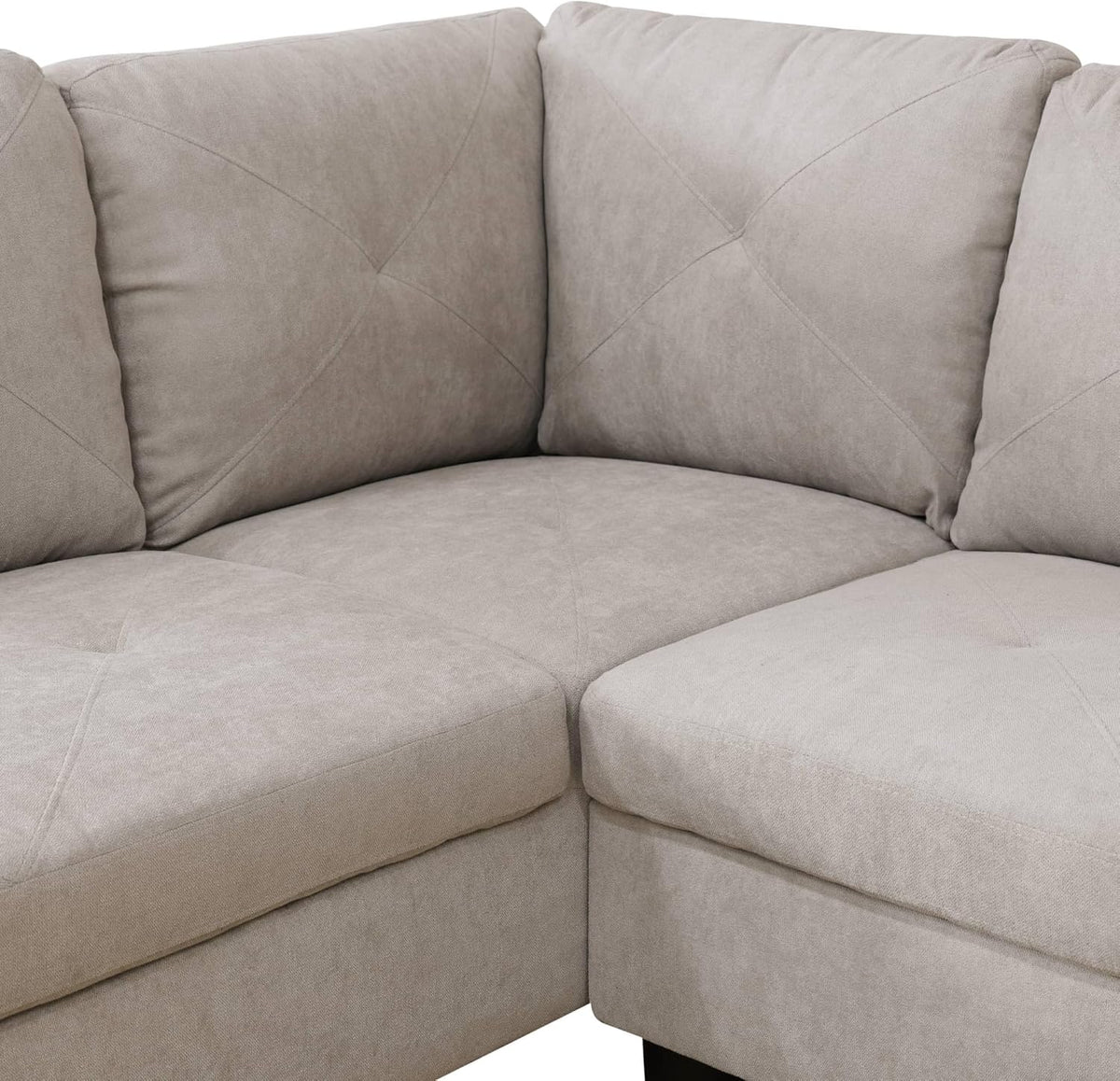 NicBex Sectional Couch 3 Pieces Sofa Set with Right Chaise Flannel L Shaped Cloud Couch for Living Room Furniture Sets with Storage Ottoman, Modular Sofa for Living Room & Apartment, Off-White