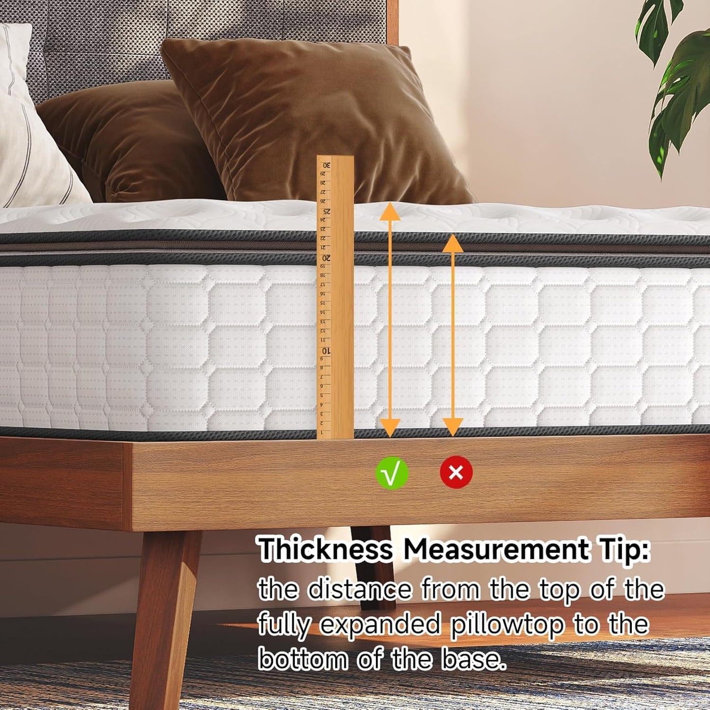 Vesgantti Queen Mattresses 12 Inch Hybrid Queen Size Mattress in a Box, Pillow Top Mattress Gel Memory Foam and Pocket Coils Innerspring Mattresses, Pressure Relief, Medium Firm Plush Feel