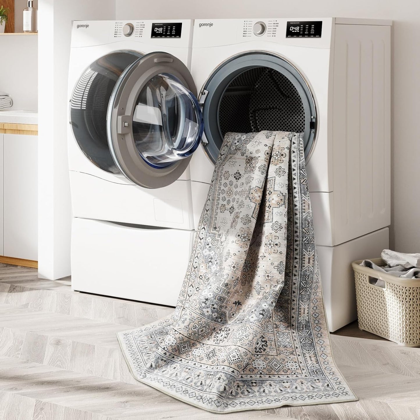 zesthome Runner Rug 2x5 - Stain Resistant Machine Washable Rug, Non Slip Vintage Hallway Runner Rugs, Low Pile Lightweight Runners for Kitchen, Entryway and Corridor