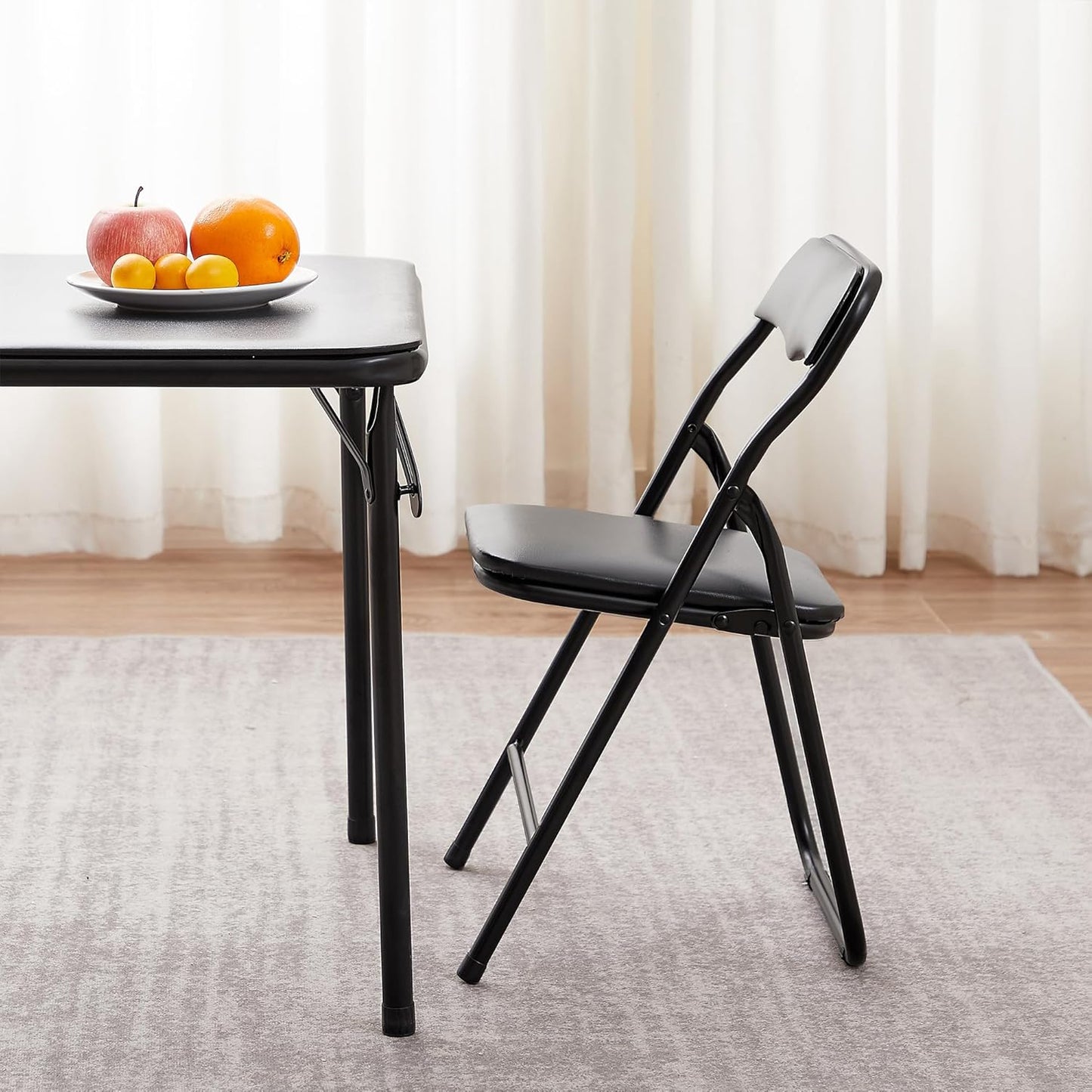 VECELO Kids Folding Activity Table and Chair Set, with Ultra Soft Padded Cushion, 3 Piece, Black