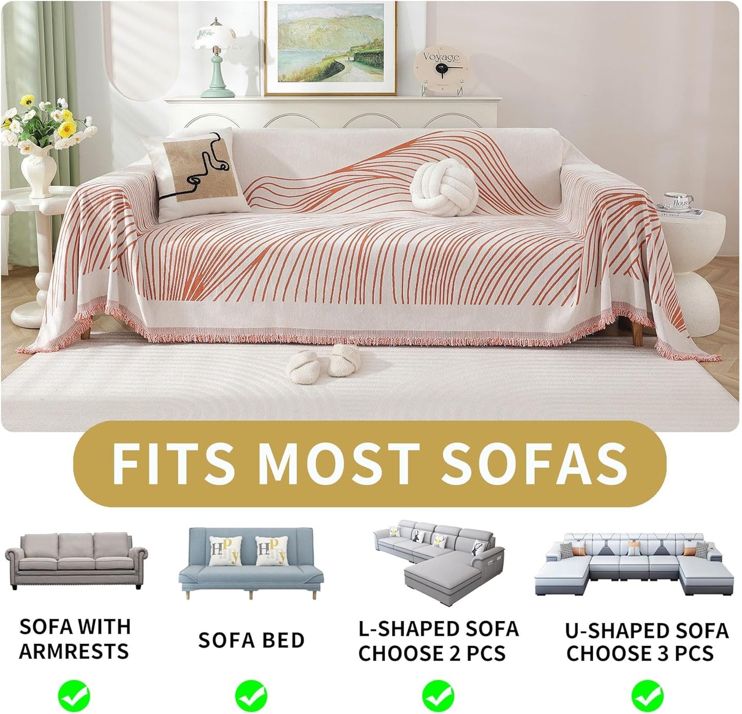 Non Slip Sofa Covers Couch Covers for 3 Cushion Couch Sofa Pet Friendly Washable Couch Covers for Sofa, Soft Thick Sectional Couch Covers L Shape Furniture Protector for Kids, Dogs 91" X134"