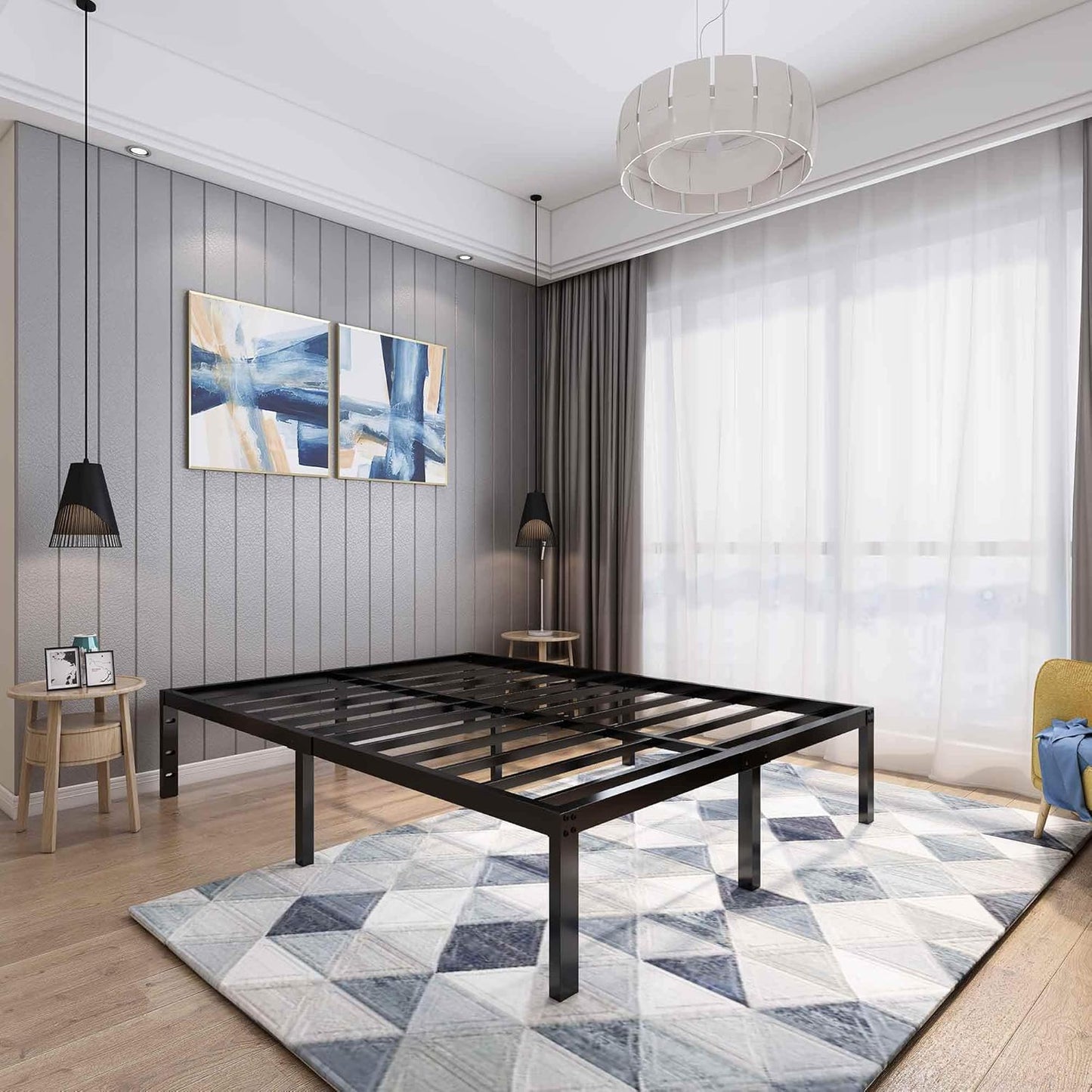 45MinST 18 Inch Platform Bed Frame/Easy Assembly Mattress Foundation / 3000lbs Heavy Duty Steel Slat/Noise Free/No Box Spring Needed,Full