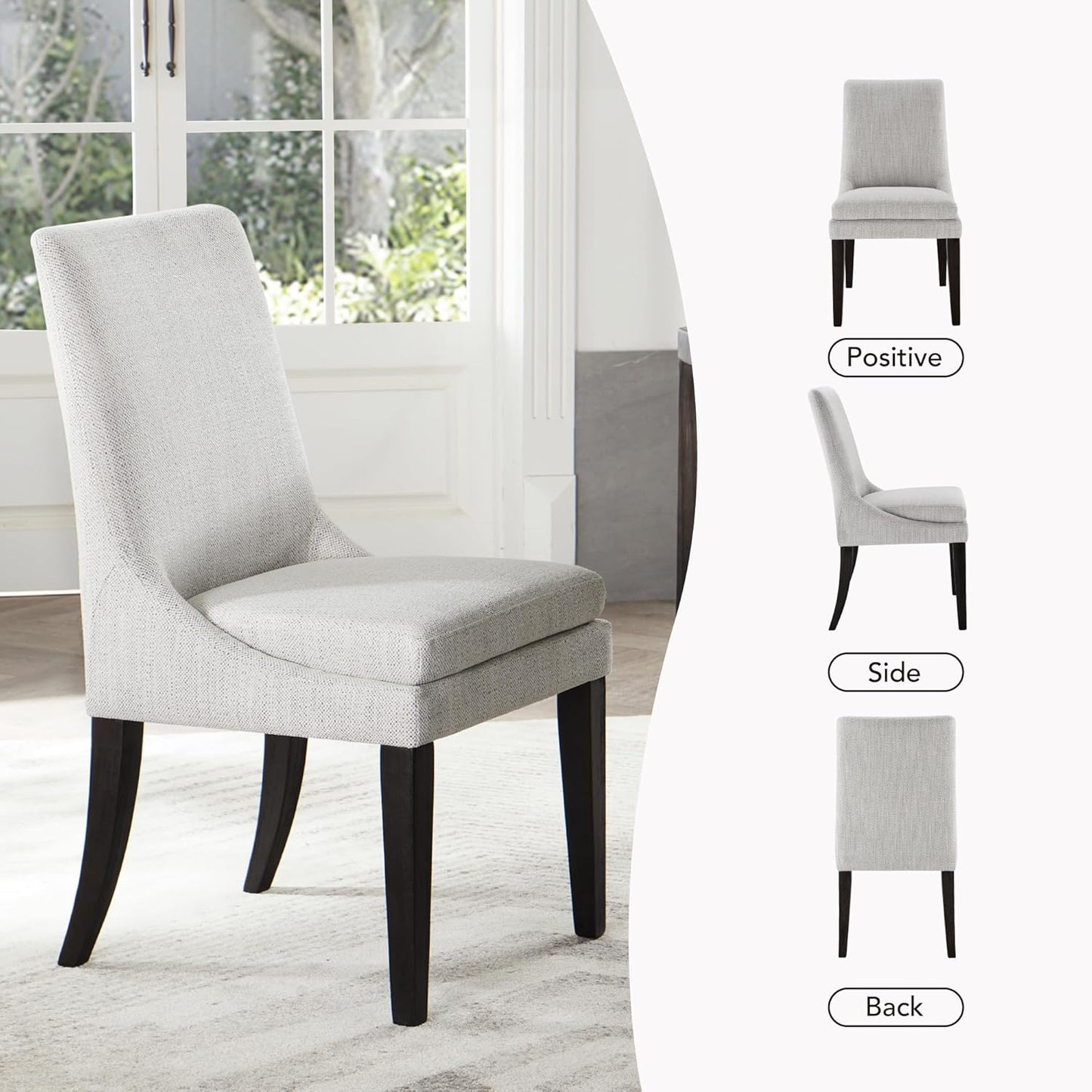 Upholstered Dining Chairs Modern Sidechair Performance Fabric High Back Armlesschair for Diningroom Kitchen,Light Grey,Set of 4(2 Box)