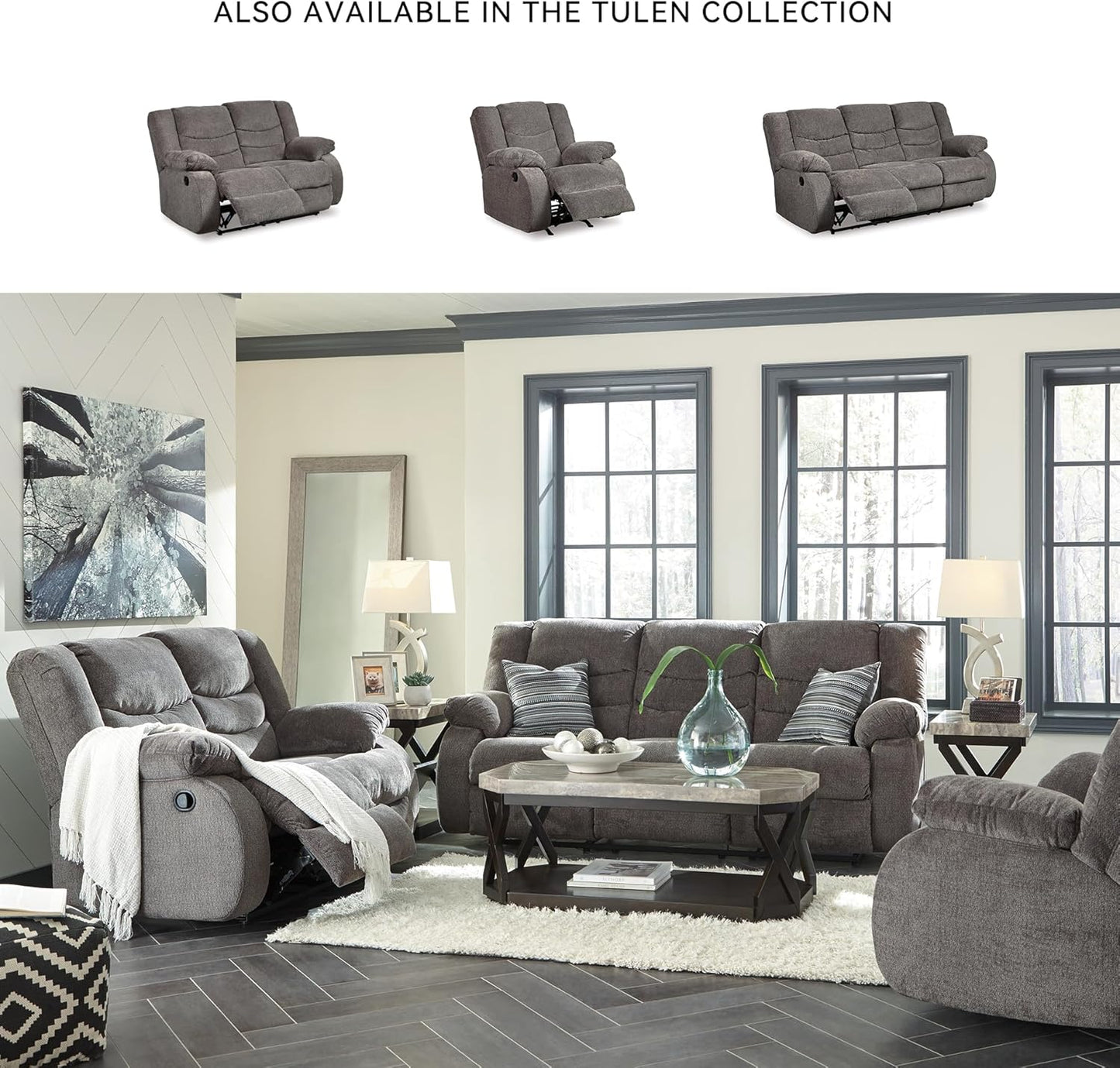 Signature Design by Ashley Loveseat Reclining, Dark Gray