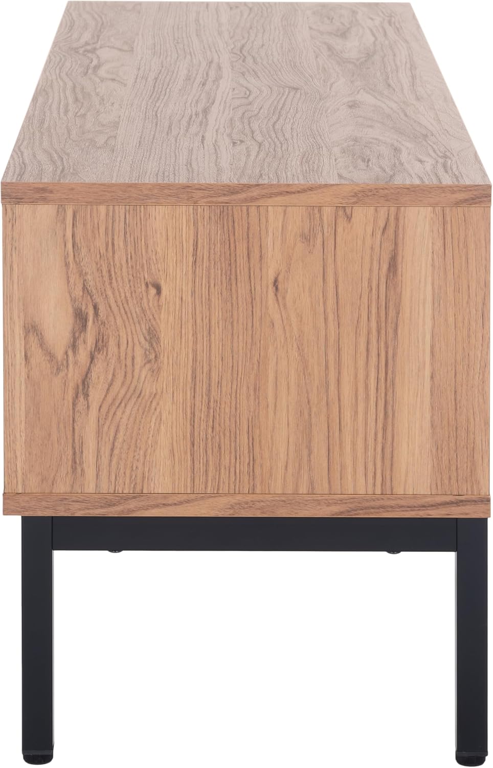 SAFAVIEH Lylia TV Stand for up to 55" Flatscreen – Oak with Black Legs & Handle, 1 Sliding Door, 1 Open Shelf, Entertainment Media Console (MED9617D)