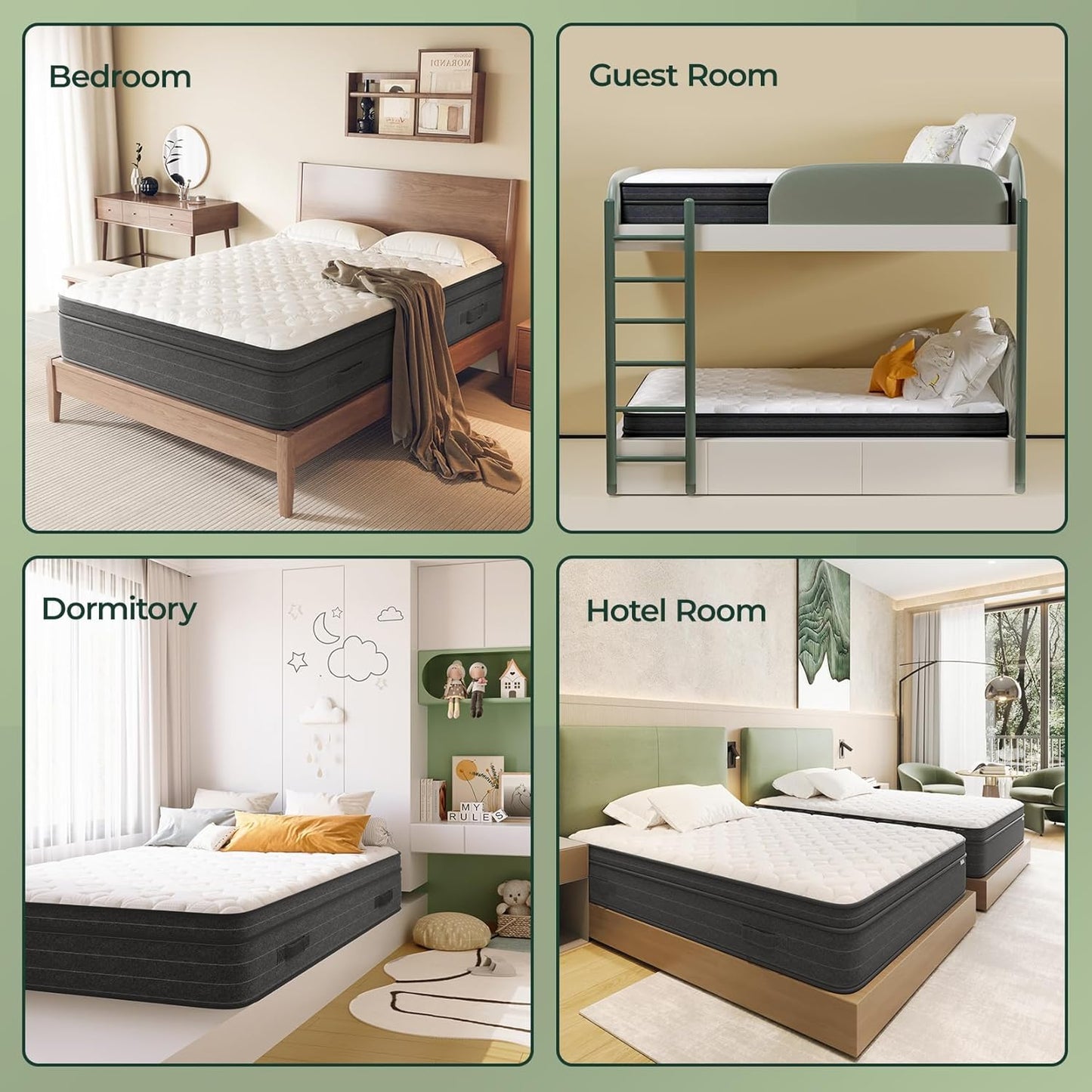 12 Inch Twin Size Mattress in a Box - Memory Foam & Pocket Spring Bed Mattress for Back Pain Relief, Cool Breathable Fiberglass-Free Cover, Medium Firm, CertiPUR-US Certified