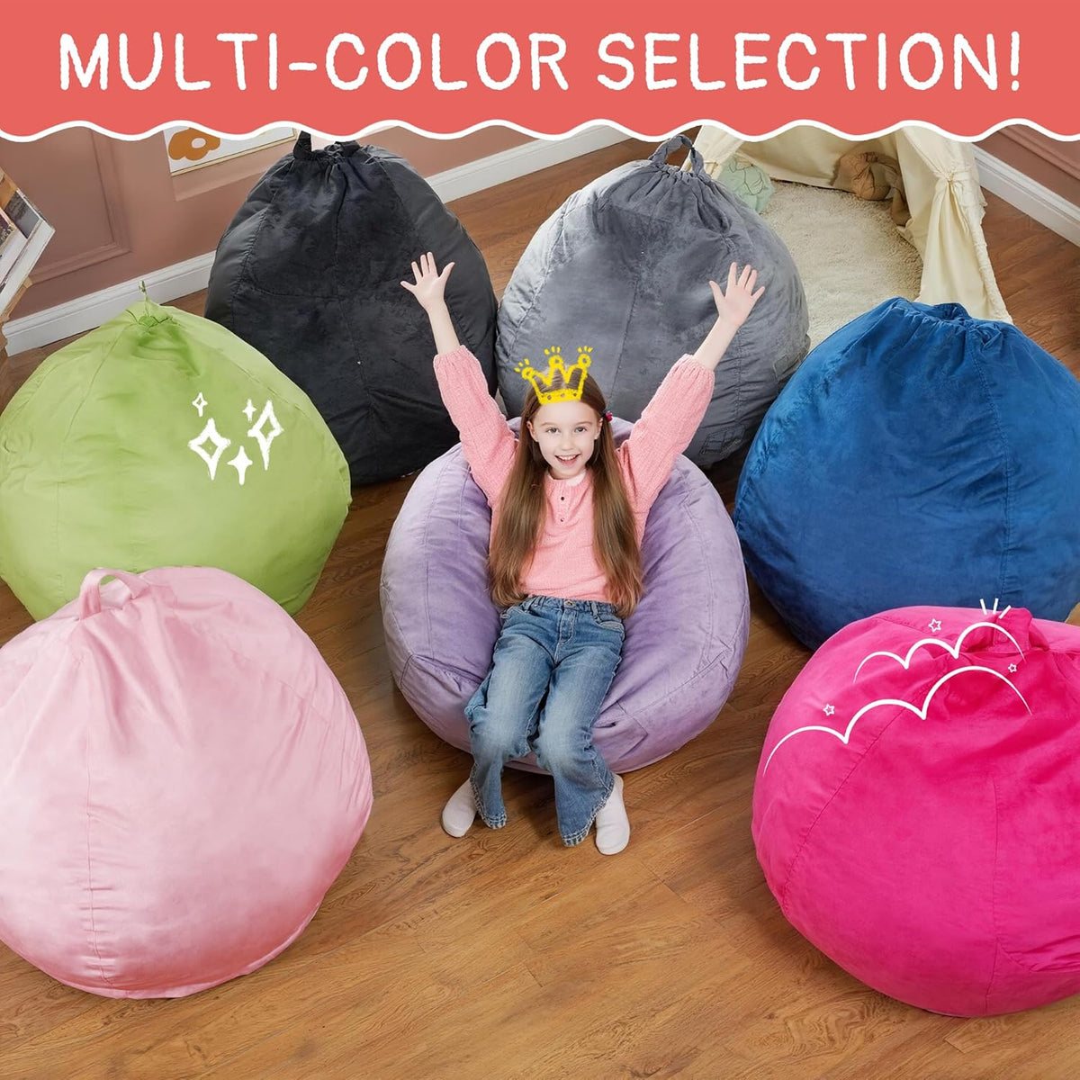 2FT Bean Bag Chair with Ultra Soft Velvet Cover Bean Bag Sofa with Memory Foam Bean Bag Chairs with Large Size Lazy Sofa for Dorm Office Living Room Bedroom Light Pink 2'