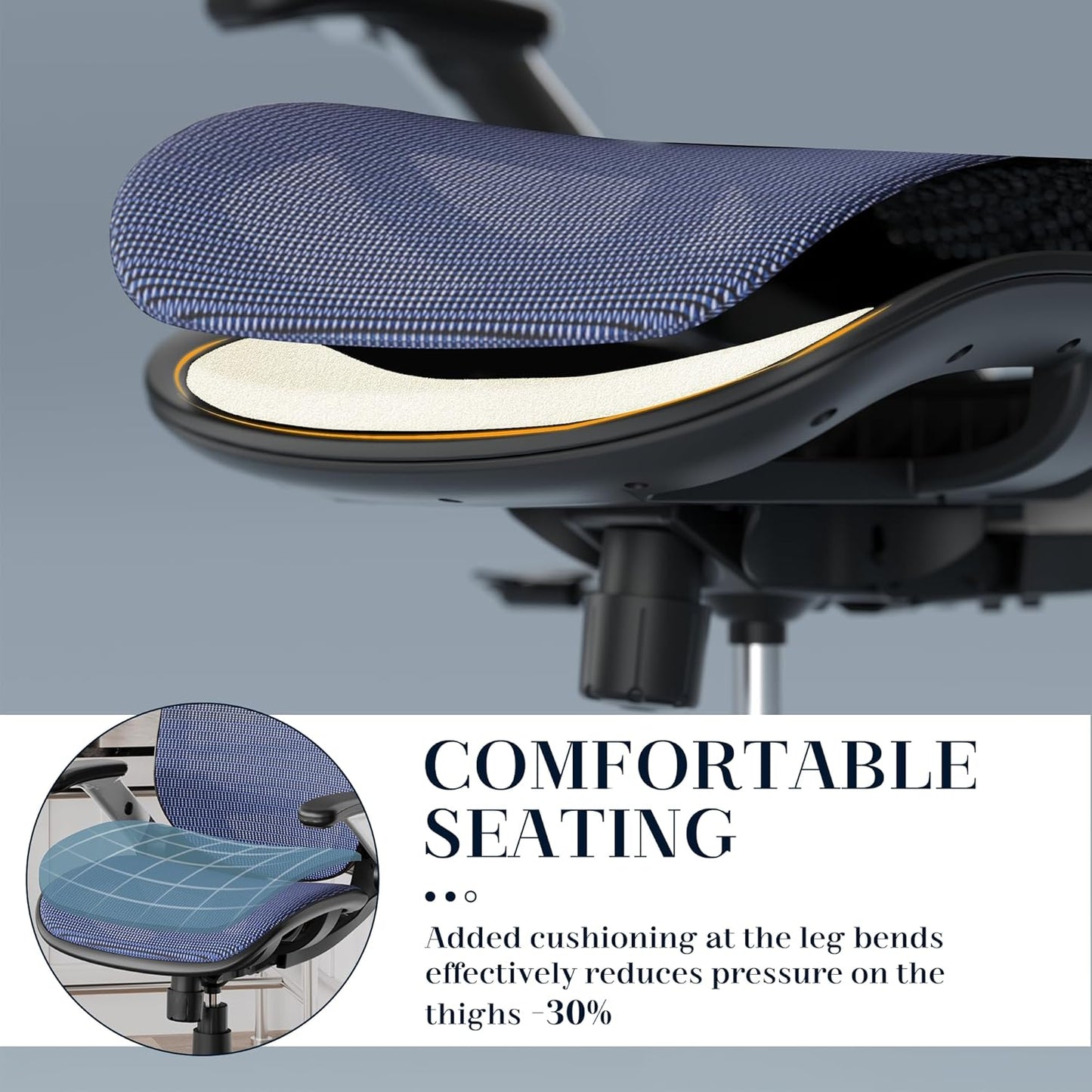 GABRYLLY Ergonomic Office Chair, High Back Mesh Desk Chair with Adjustable Headrest, Flip-Up Arms, 90-120° Tilt Lock, Lumbar Support and Comfy Seat, Swivel Computer Task Chair, Blue