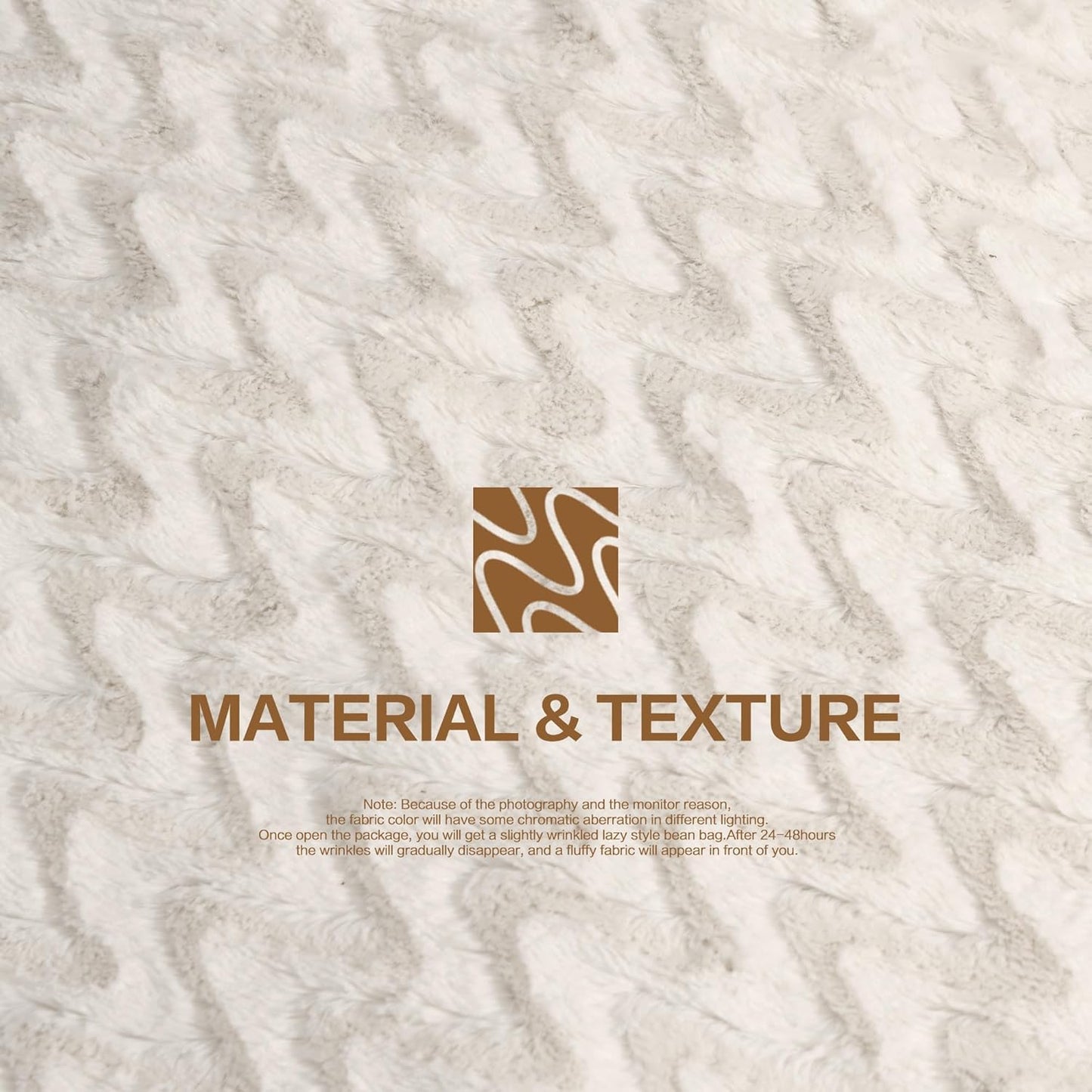 Hobestluk 3ft Bean Bag Chairs for Adults Large Beanbag Chair with Chevron Plush Fur Cover Big Bean Bag Chair for Living Room Bedroom Dorm Office - White (36” x 36” x 22”)