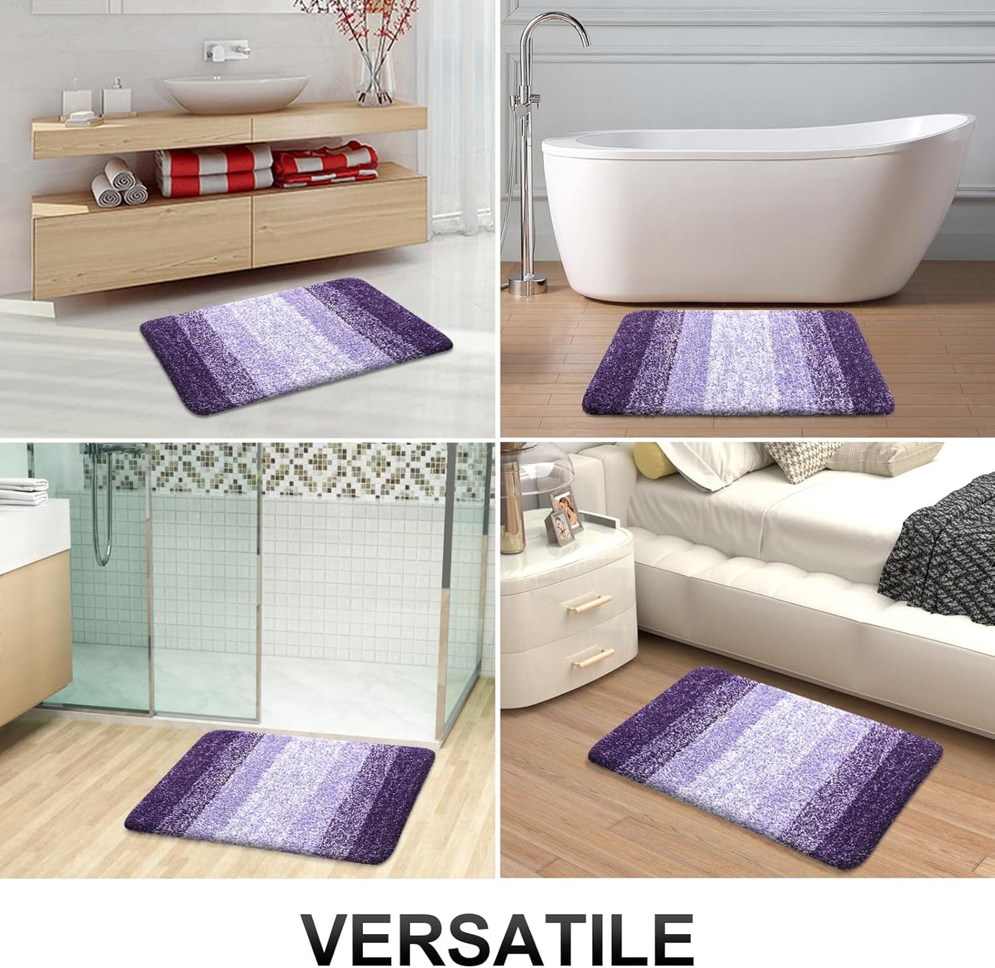 OLANLY Bathroom Runner Rugs 54x24, Extra Soft Absorbent Microfiber Bath Rugs, Rubber Backing, Quick Dry, Machine Washable Bath Mats for Bathroom Floor, Tub and Shower, Home Decor Accessories, Violet