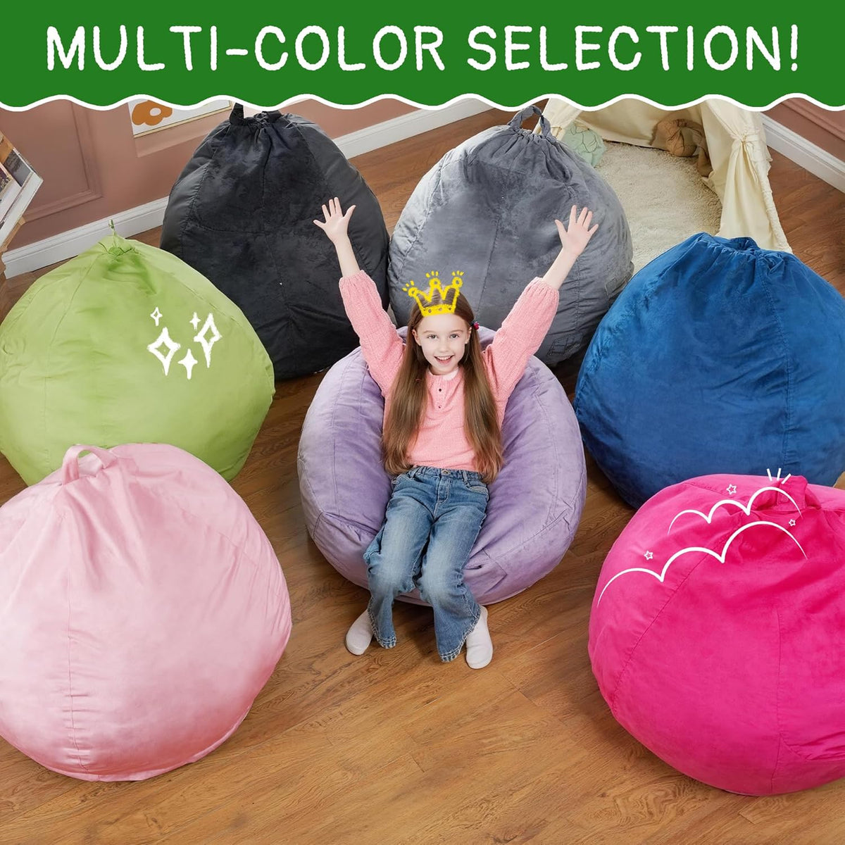 2FT Bean Bag Chair with Ultra Soft Velvet Cover Bean Bag Sofa with Memory Foam Bean Bag Chairs with Large Size Lazy Sofa for Dorm Office Living Room Bedroom Grass Green 2'