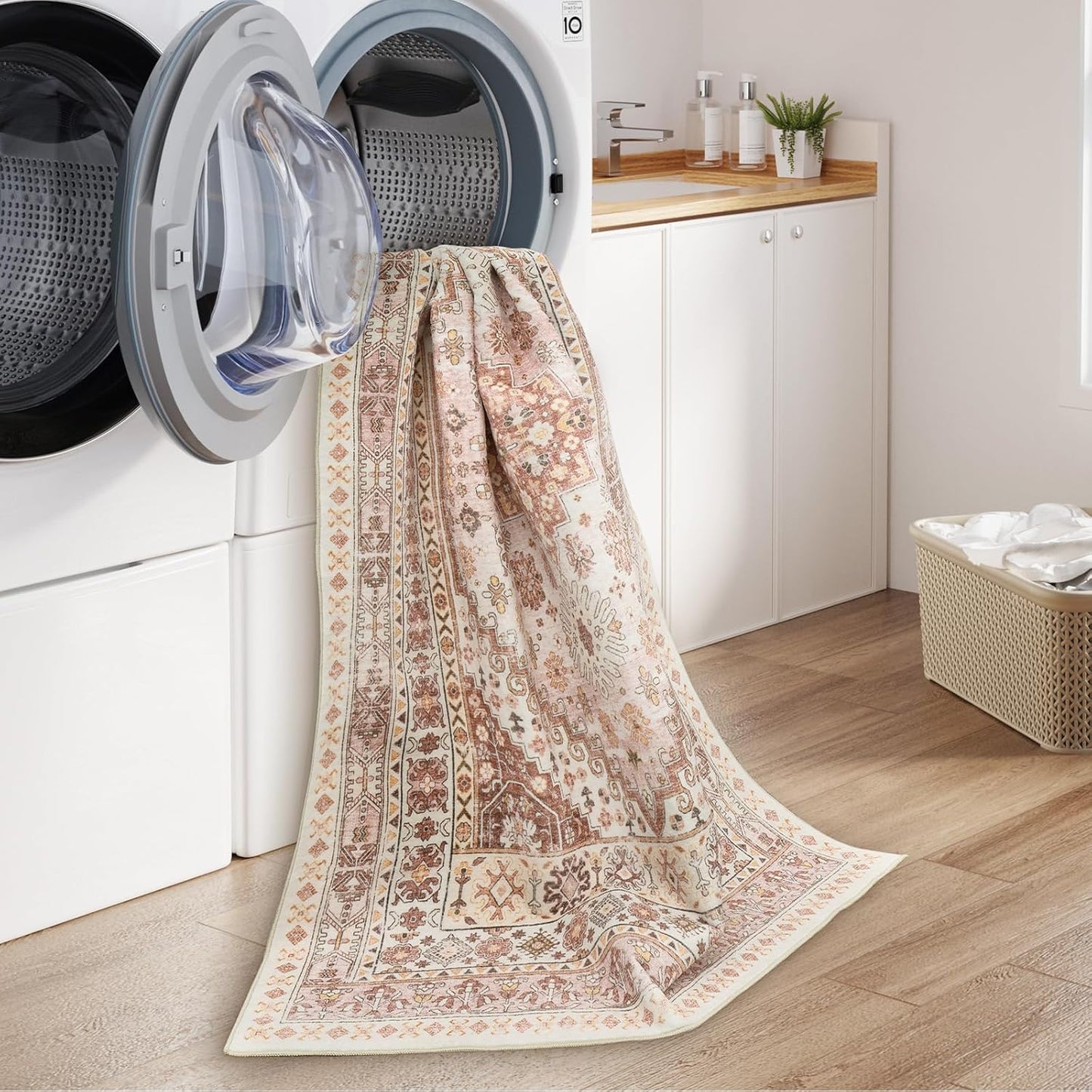 zesthome 8x10 Area Rugs for Living Room,Non-Slip Backing Washable Rugs,Vintage Large Area Rug,Stain Resistant Home Decor Rug